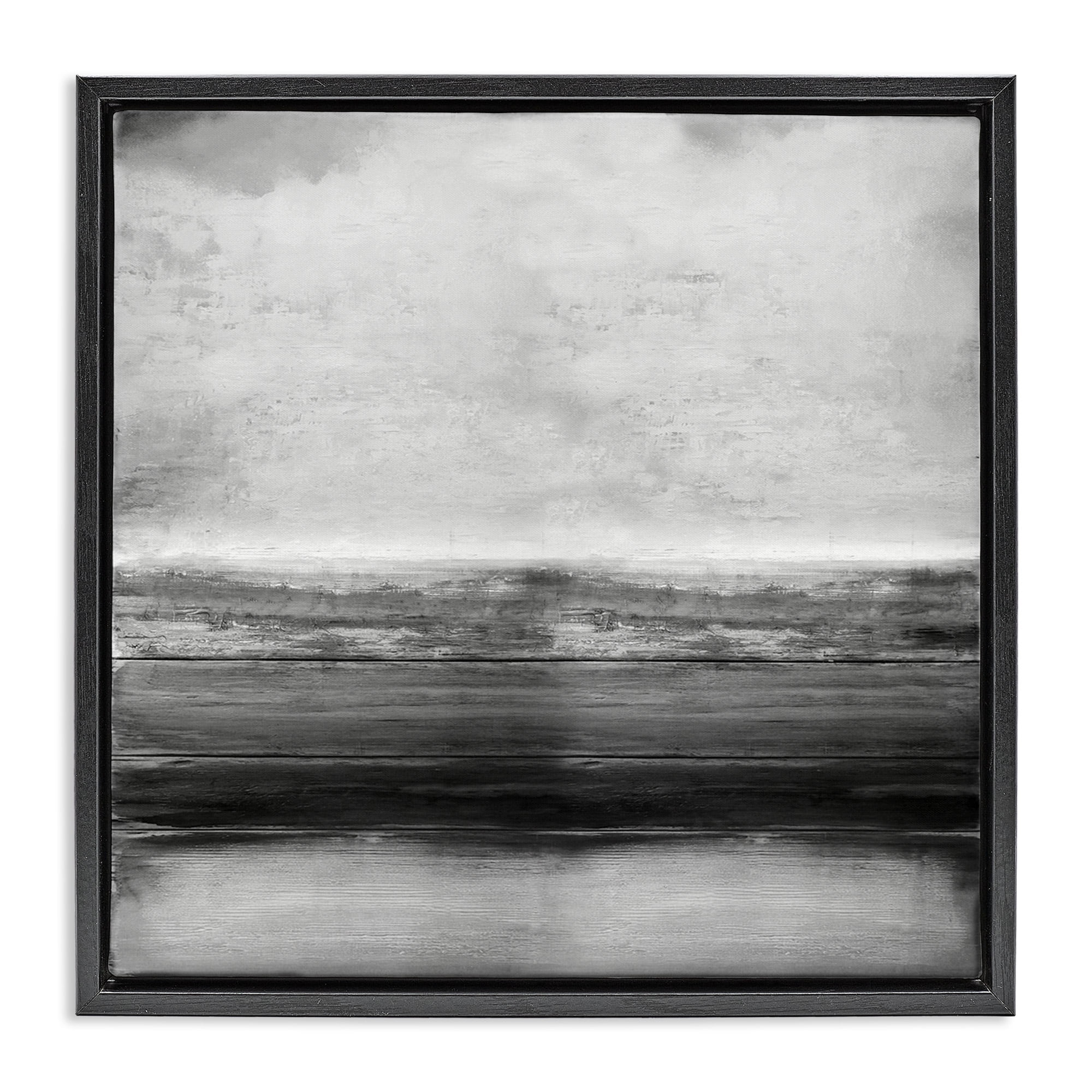 Stupell Industries Monochromatic Grey Rustic Abstraction Abstract Painting Black Floater Framed Canvas Art Print Wall Art, 25 x 25