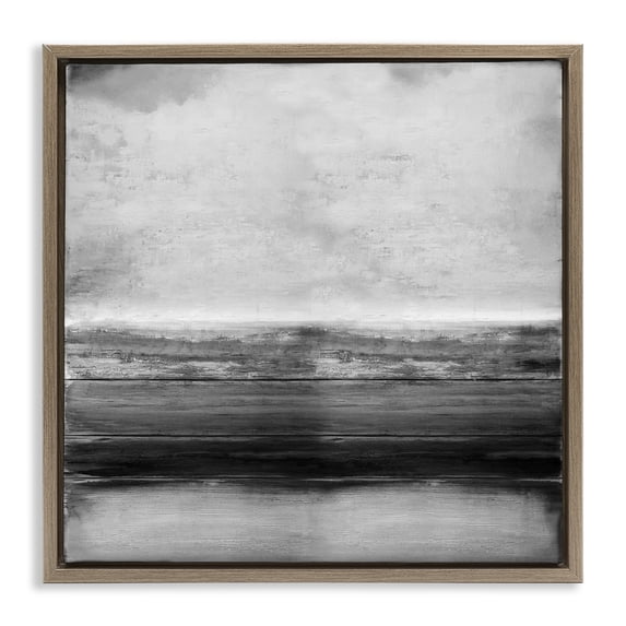 Stupell Industries Monochromatic Grey Rustic Abstraction Abstract Painting Brown Floater Framed Canvas Art Print Wall Art, 25 x 25