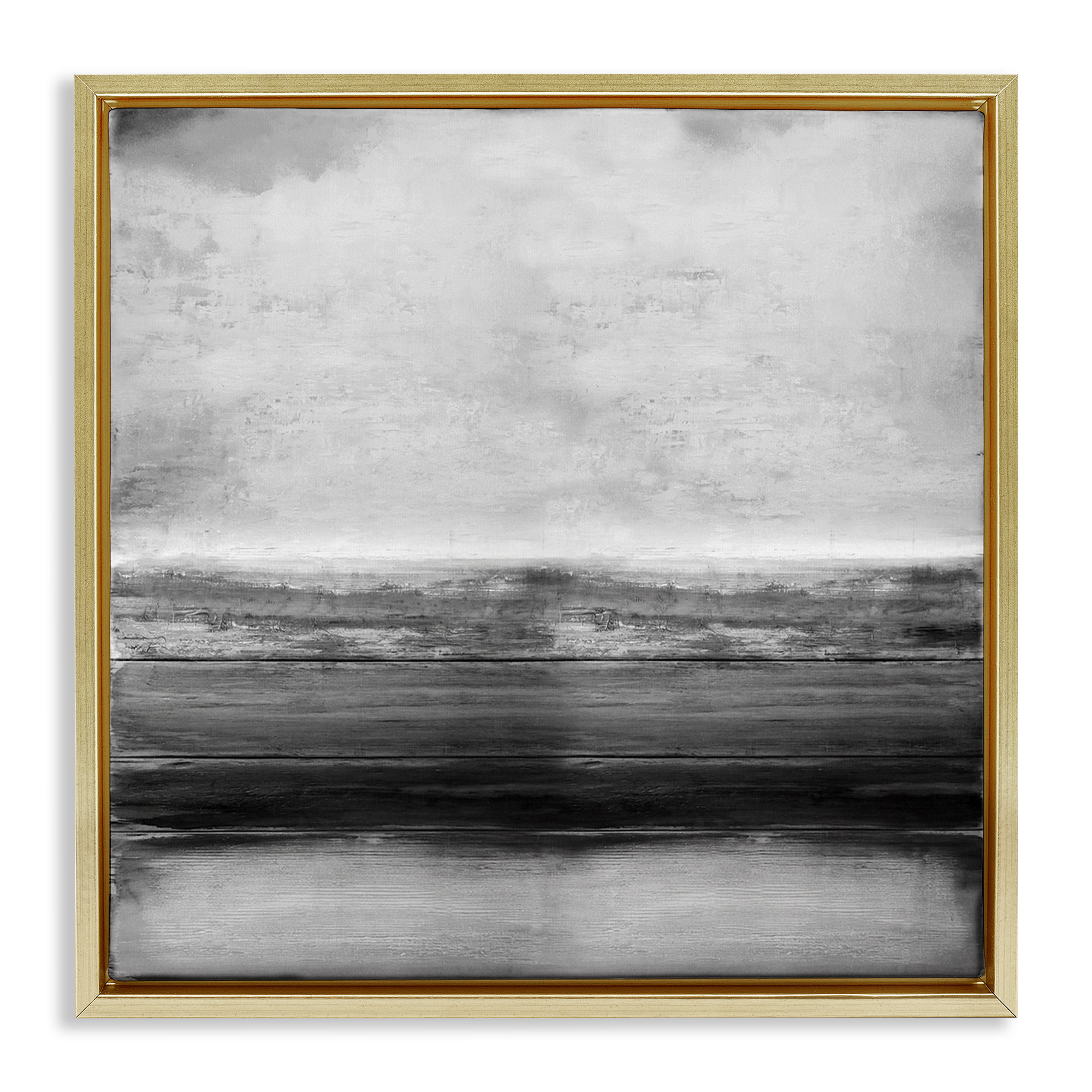 Stupell Industries Monochromatic Grey Rustic Abstraction Abstract Painting Gold Floater Framed Canvas Art Print Wall Art, 25 x 25