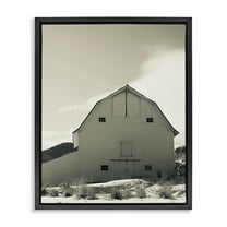 Stupell Industries Monochromatic Winter Barn Nautical & Beach Photography Black Floater Framed Canvas Art Print Wall Art, 17 x 21