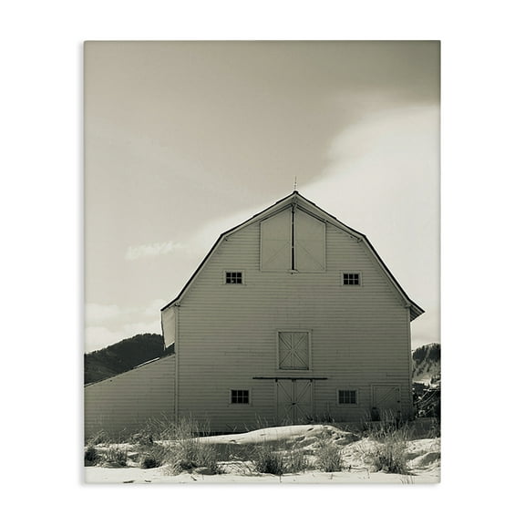 Stupell Industries Monochromatic Winter Barn Nautical & Beach Photography Wrapped Canvas Art Print Wall Art, 16 x 20