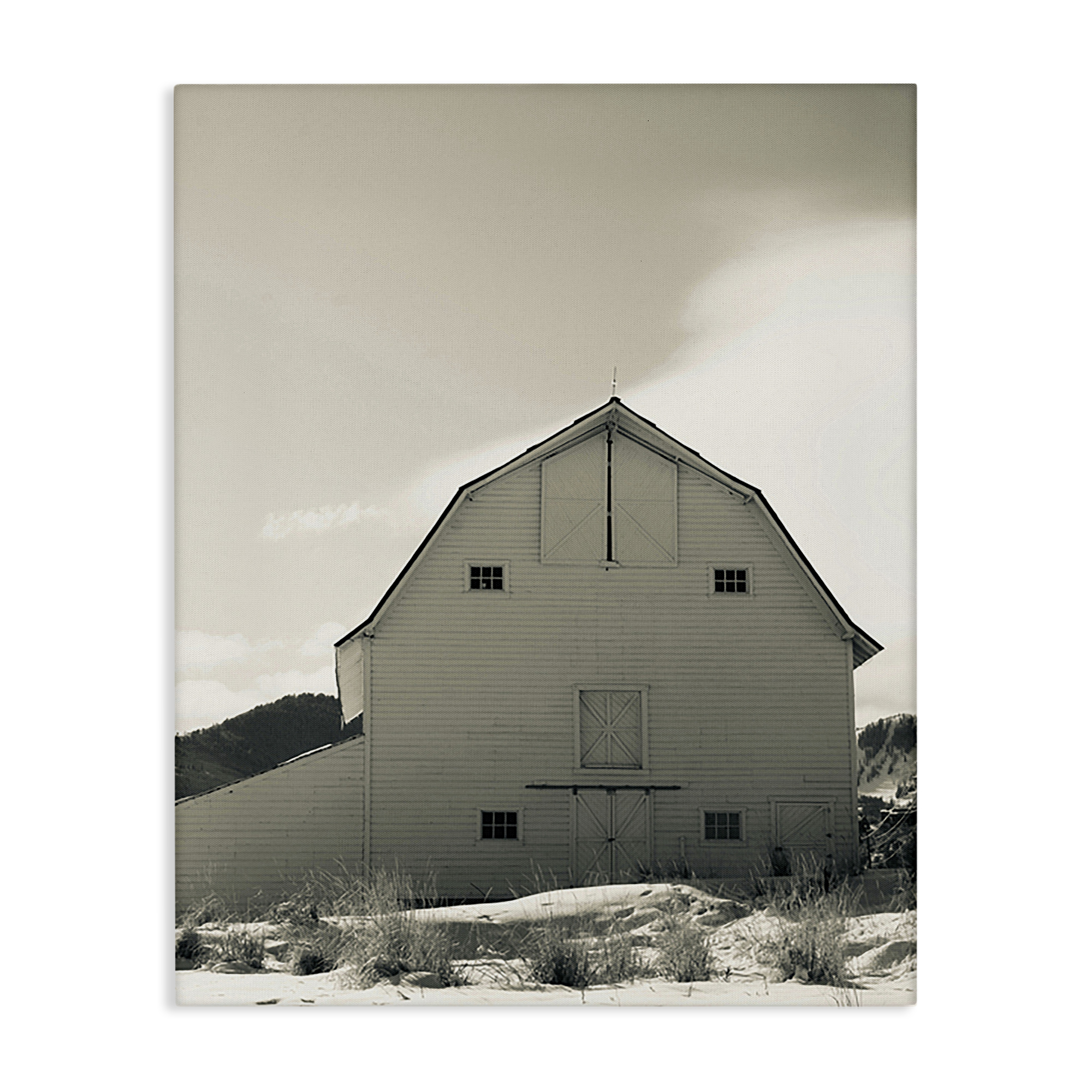 Stupell Industries Monochromatic Winter Barn Nautical & Beach Photography Wrapped Canvas Art Print Wall Art, 24 x 30