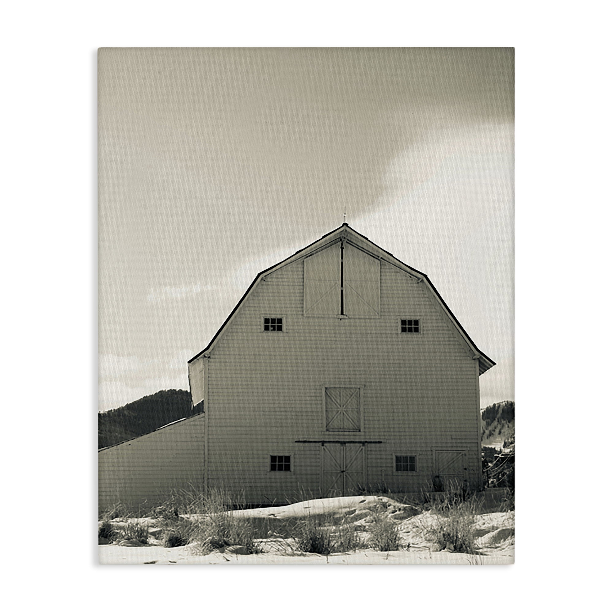 Stupell Industries Monochromatic Winter Barn Nautical & Beach Photography Wrapped Canvas Art Print Wall Art, 30 x 40