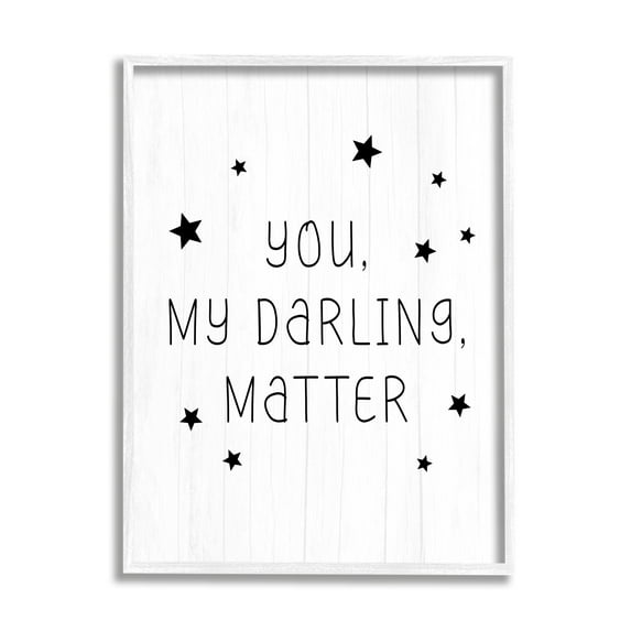 Stupell Industries Monochromatic You Darling Matter Textured Log Sign,11 x 14, Design by Daphne Polselli