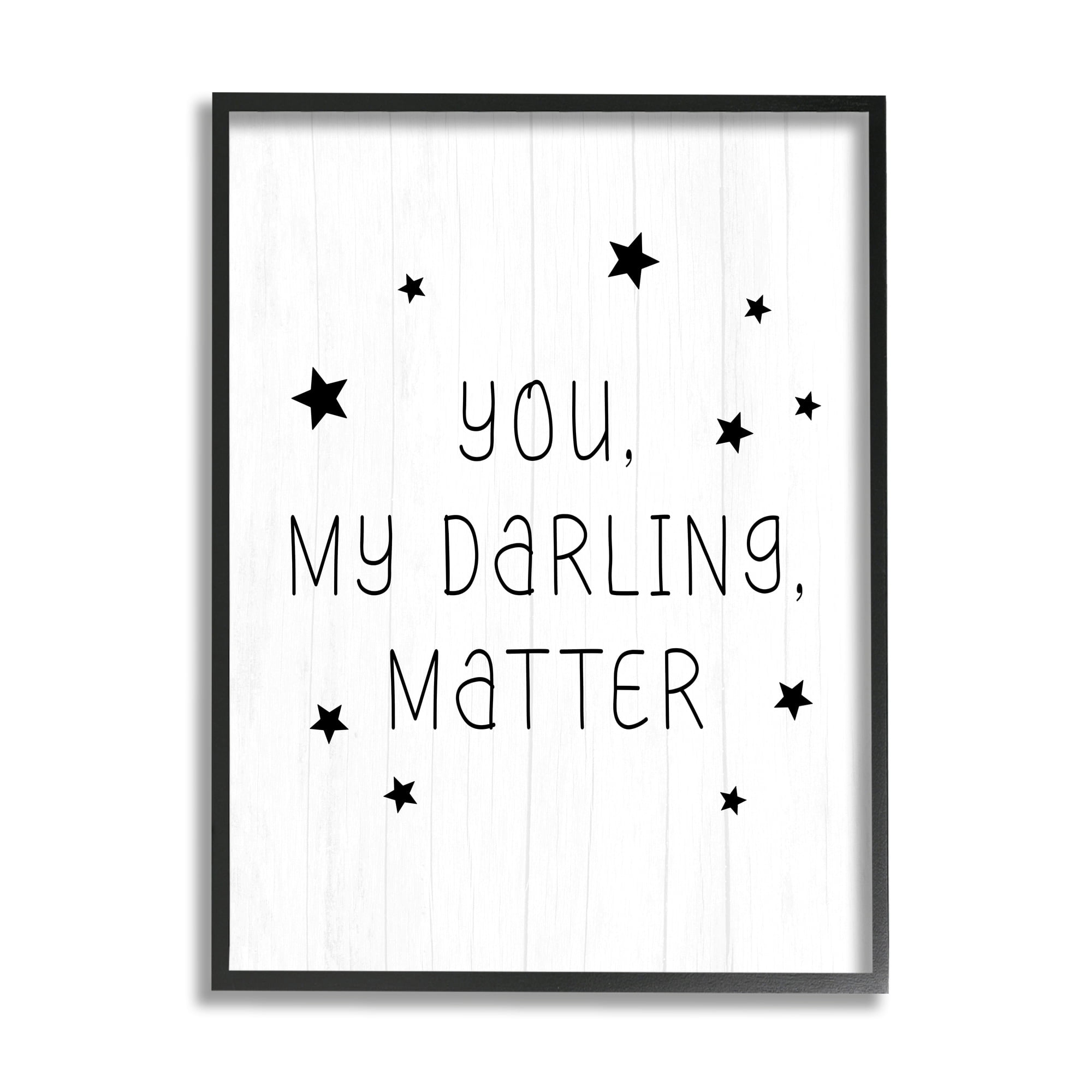 Stupell Industries Monochromatic You Darling Matter Textured Log Sign,11 x 14, Design by Daphne Polselli