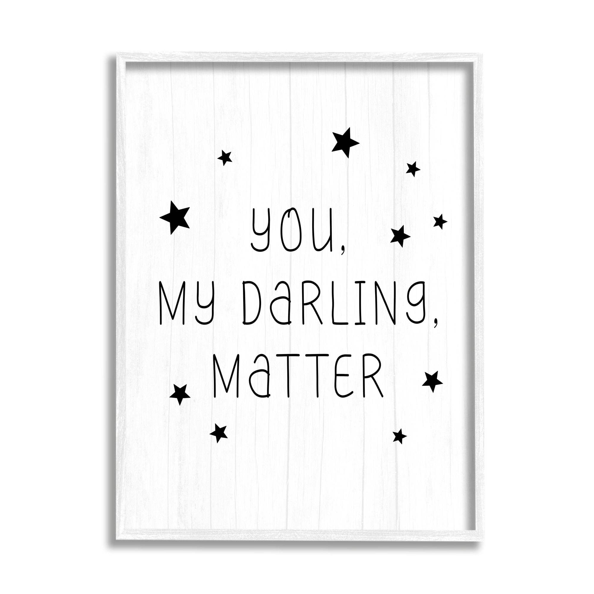 Stupell Industries Monochromatic You Darling Matter Textured Log Sign,16 x 20, Design by Daphne Polselli
