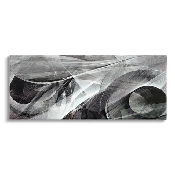 Stupell Industries Monochrome Abstract Shapes Dense Geometric Circular Lines Canvas Wall Art, 40 x 17, Design by Alpenglow Workshop