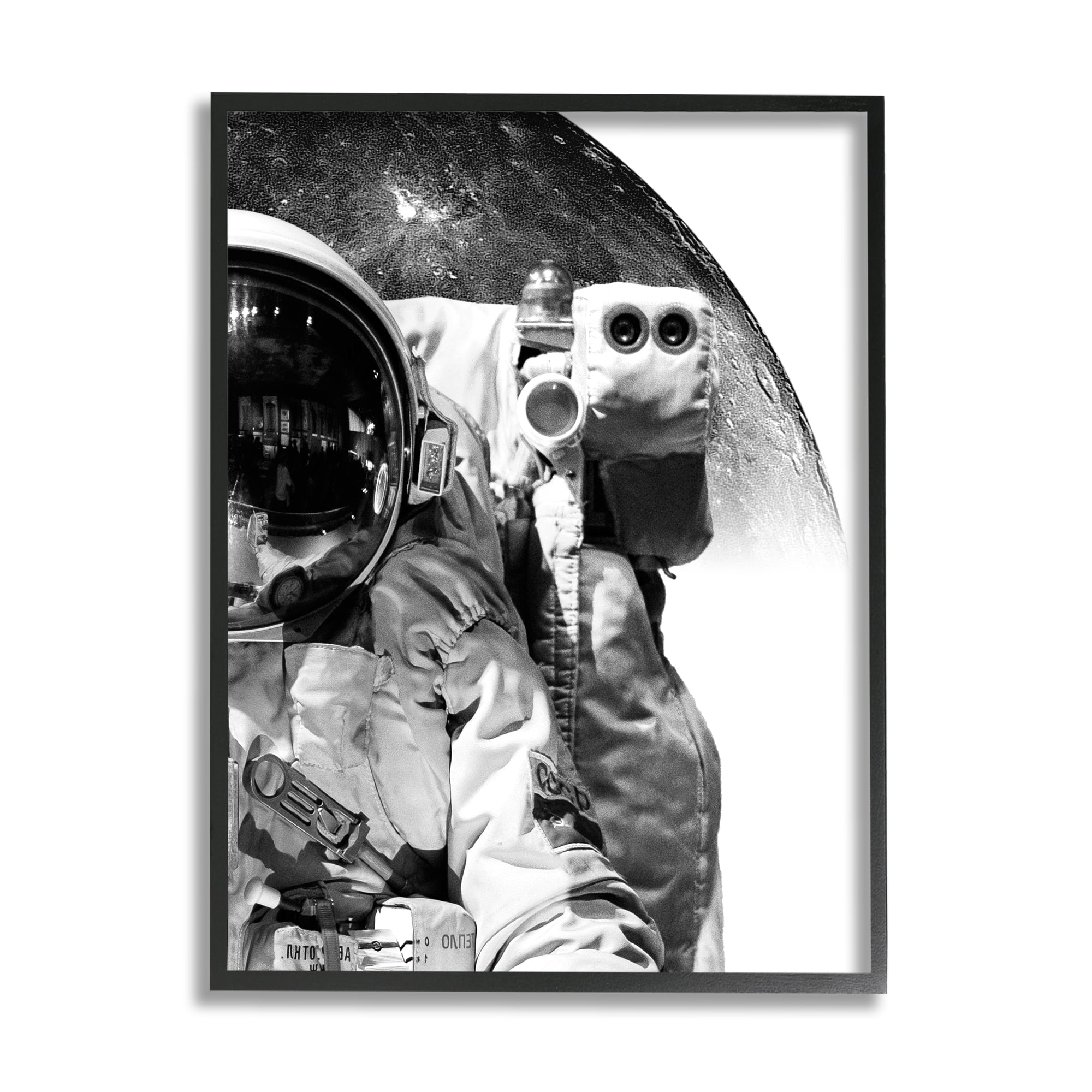 Stupell Industries Monochrome Astronaut Distant Planet Outer Space Photography Photograph Black Framed Art Print Wall Art, Design by Brandon Wong