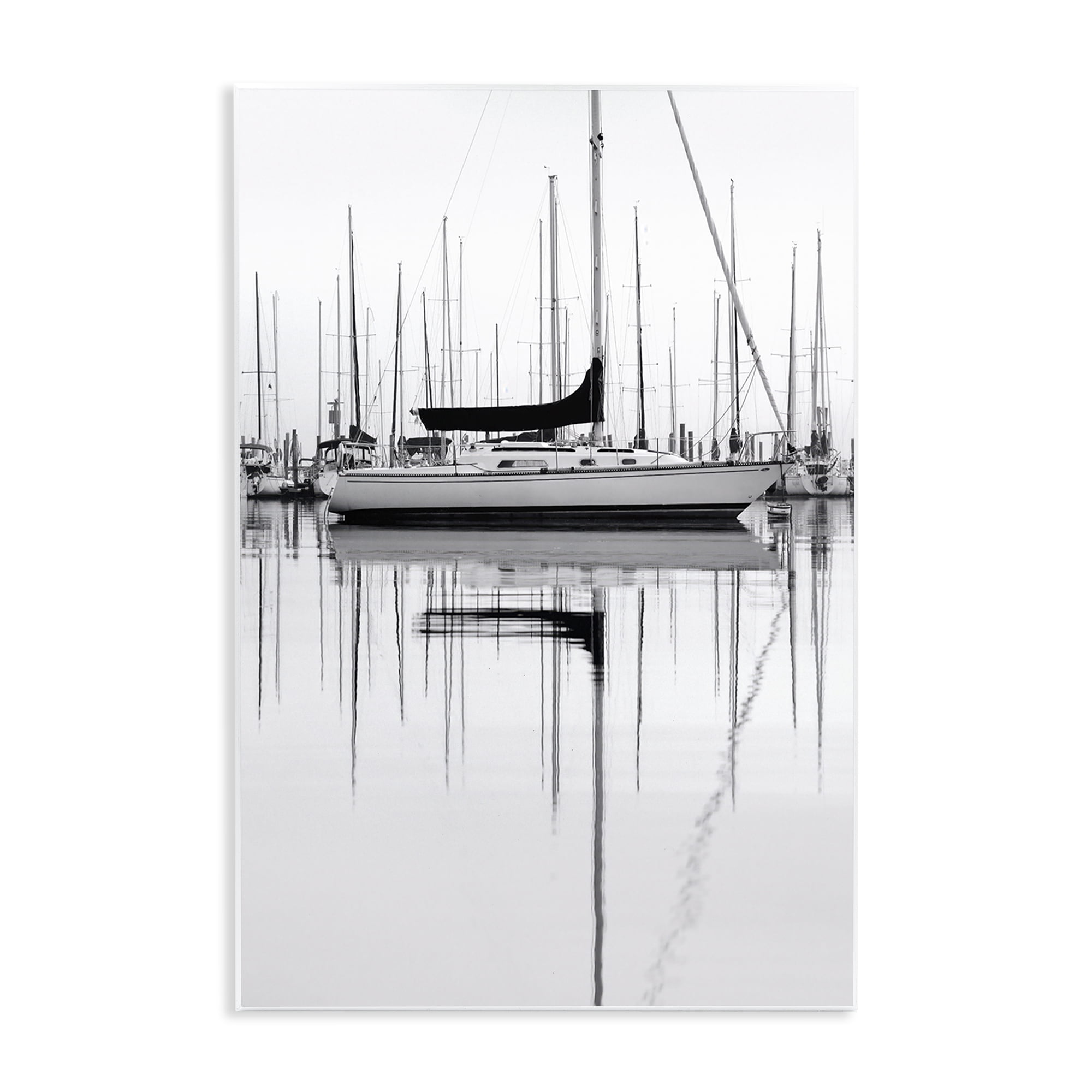 Stupell Industries Monochrome Boat Harbor Transportation Photography Unframed Art Print Wall Art, 10 x 15