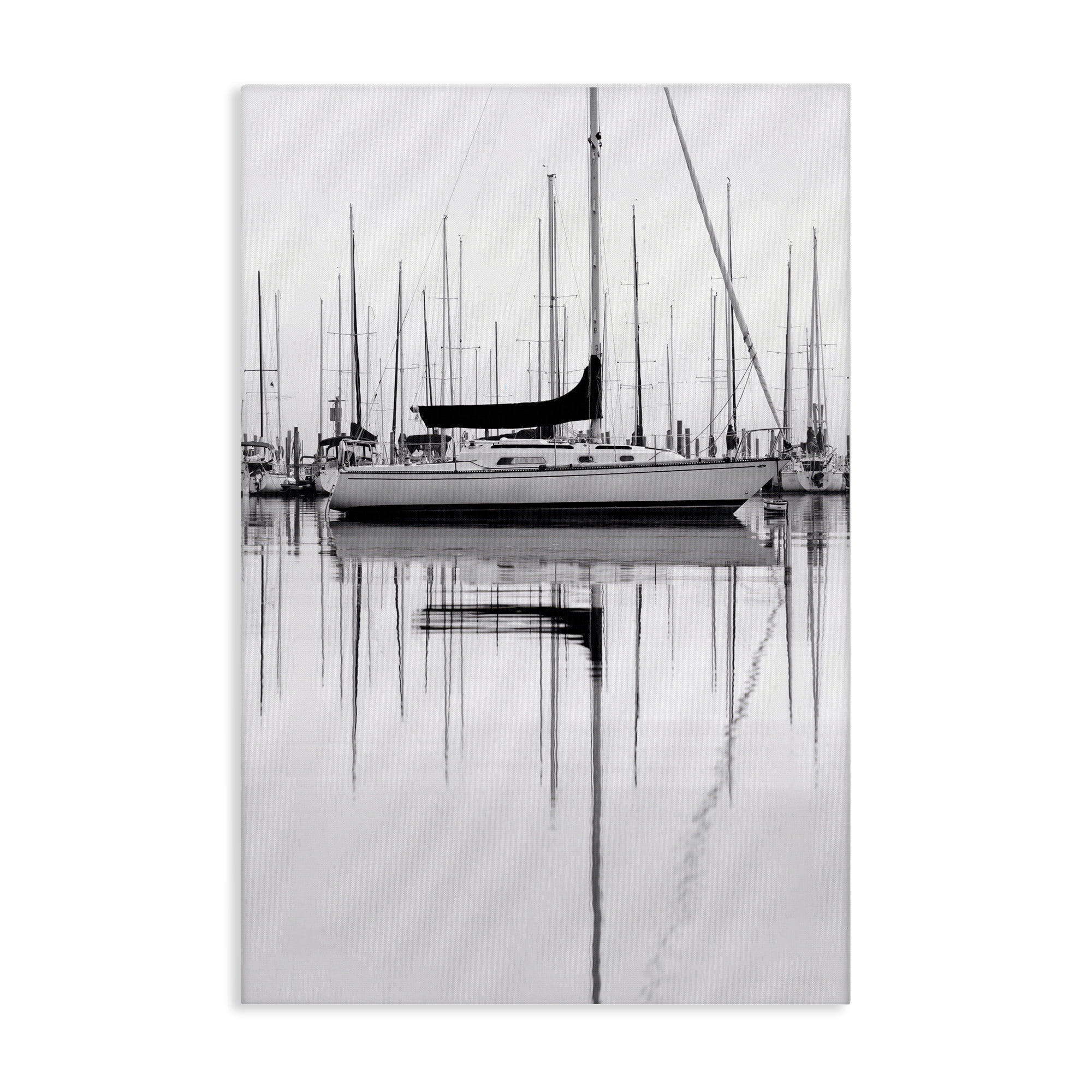 Stupell Industries Monochrome Boat Harbor Transportation Photography Wrapped Canvas Art Print Wall Art, 30 x 45