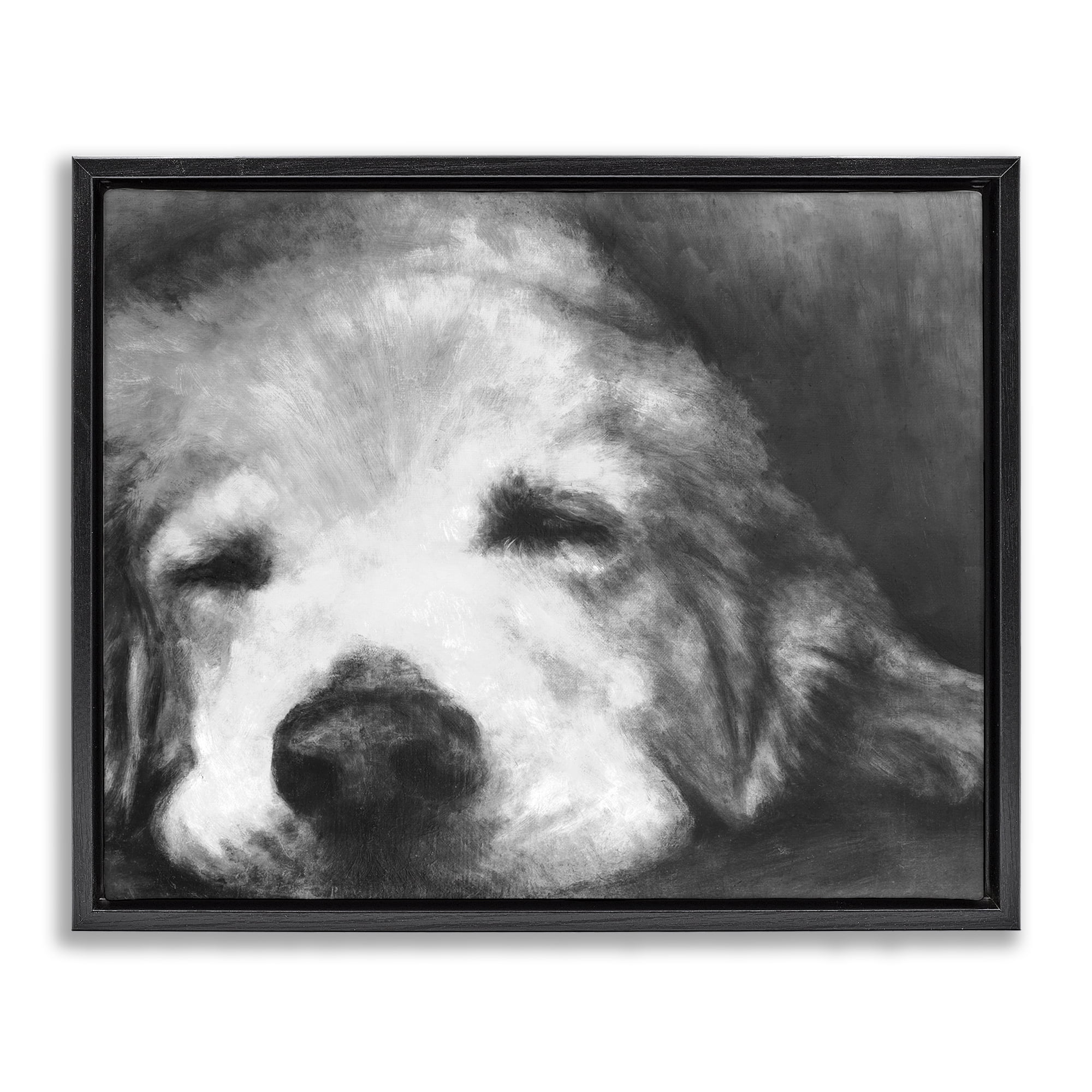 Stupell Industries Monochrome Dog Day Afternoon Black Framed Floater Canvas Wall Art, design by Walt Johnson