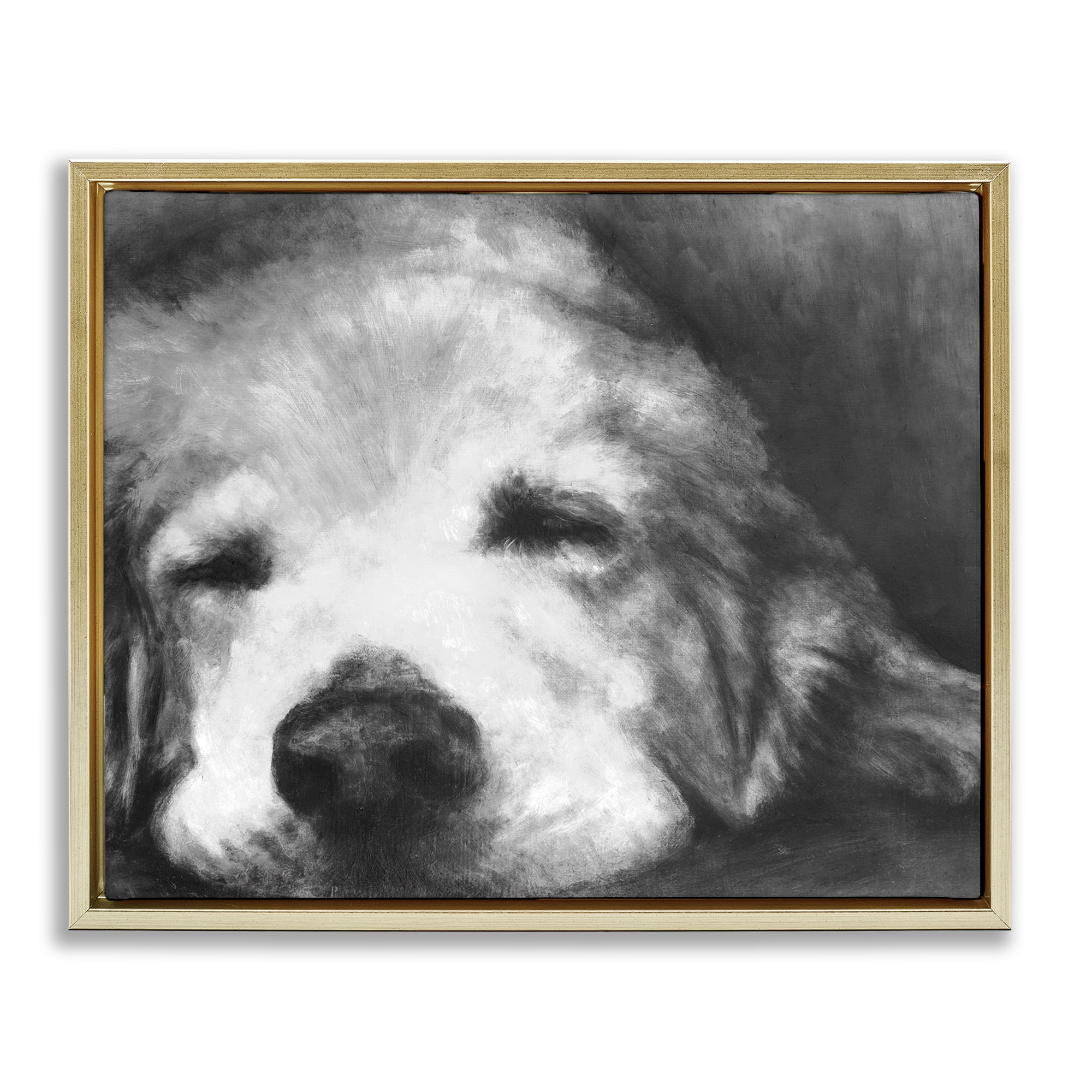 Stupell Industries Monochrome Dog Day Afternoon Gold Framed Floater Canvas Wall Art, design by Walt Johnson