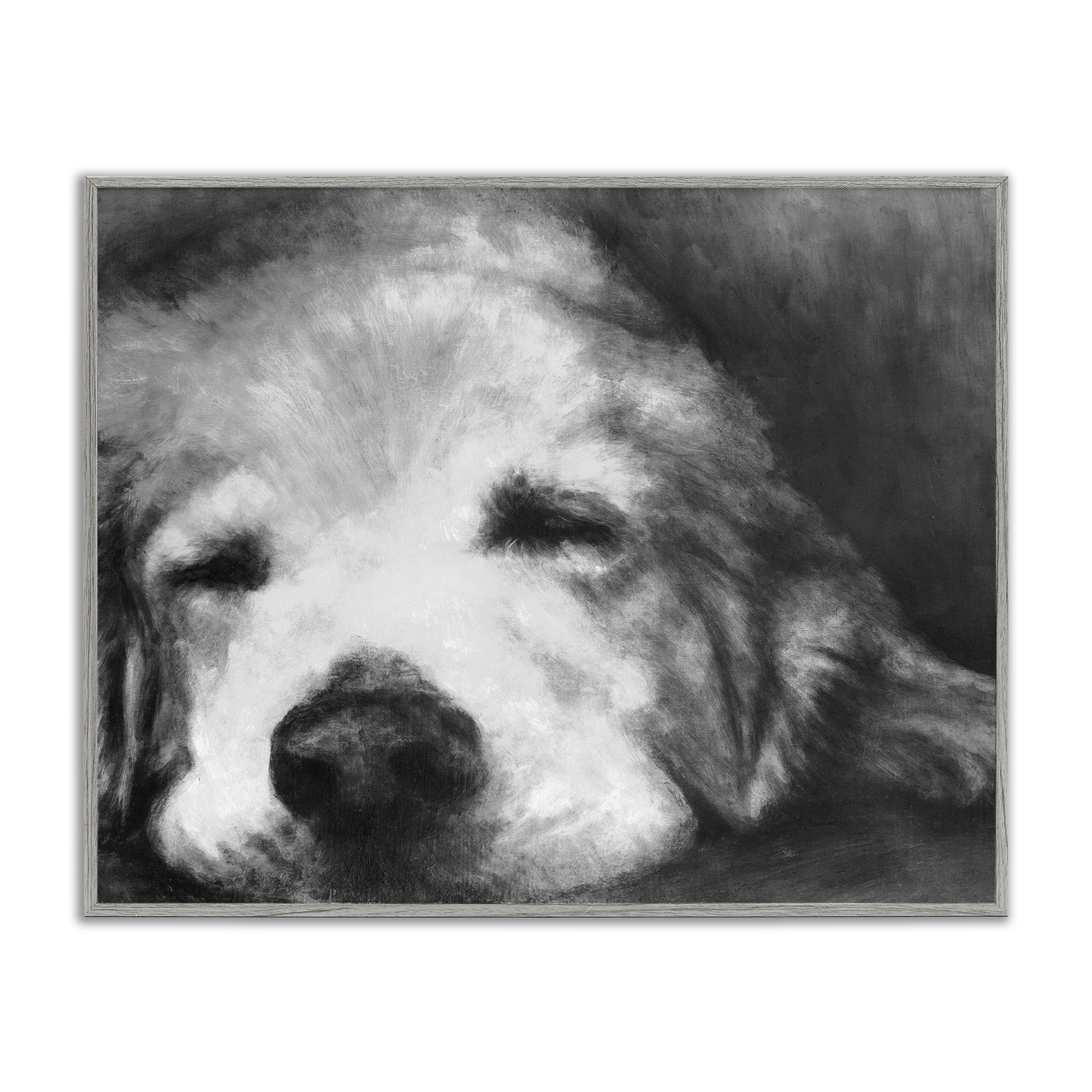 Stupell Industries Monochrome Dog Day Afternoon Gray Framed Giclee Art, design by Walt Johnson