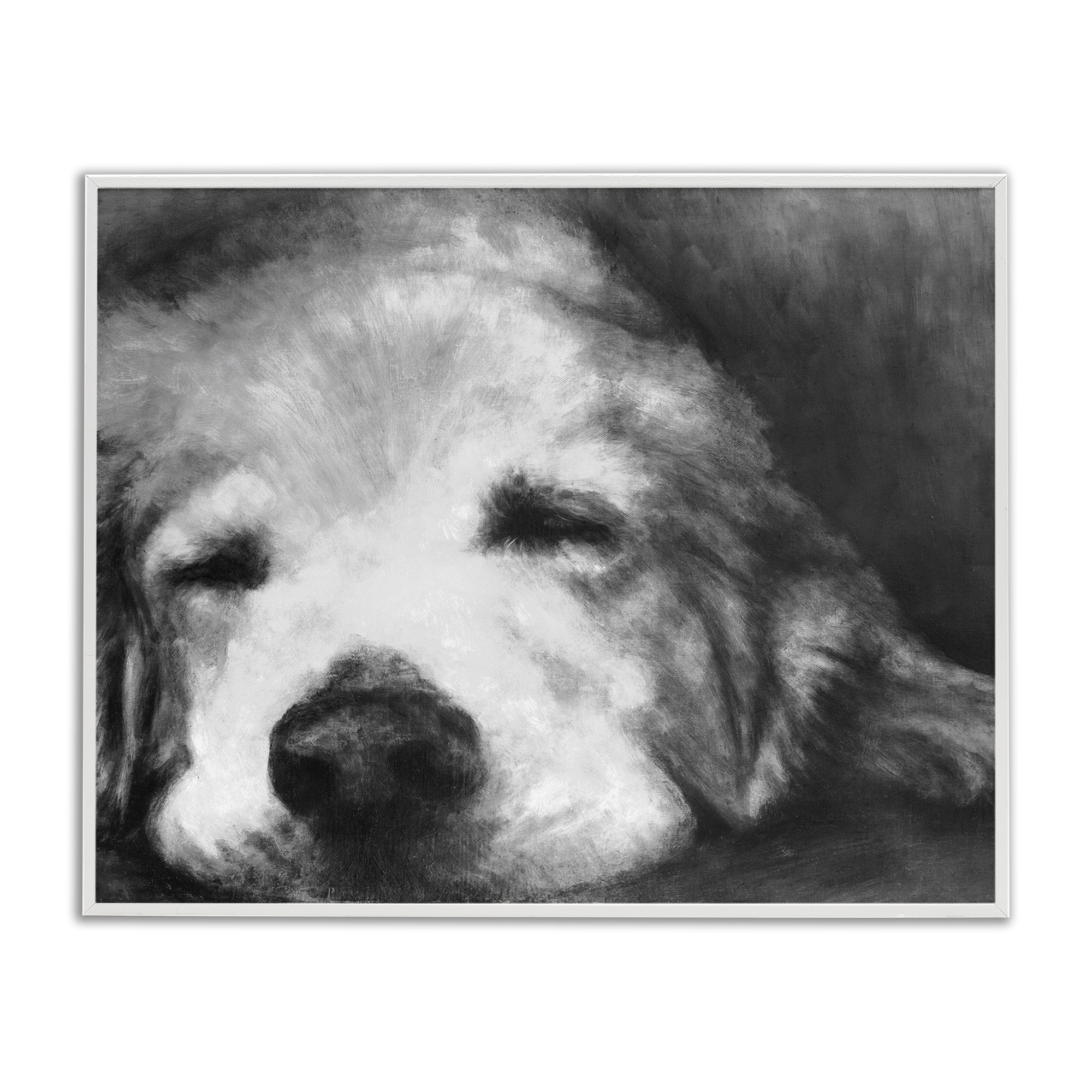 Stupell Industries Monochrome Dog Day Afternoon White Framed Giclee Art, design by Walt Johnson