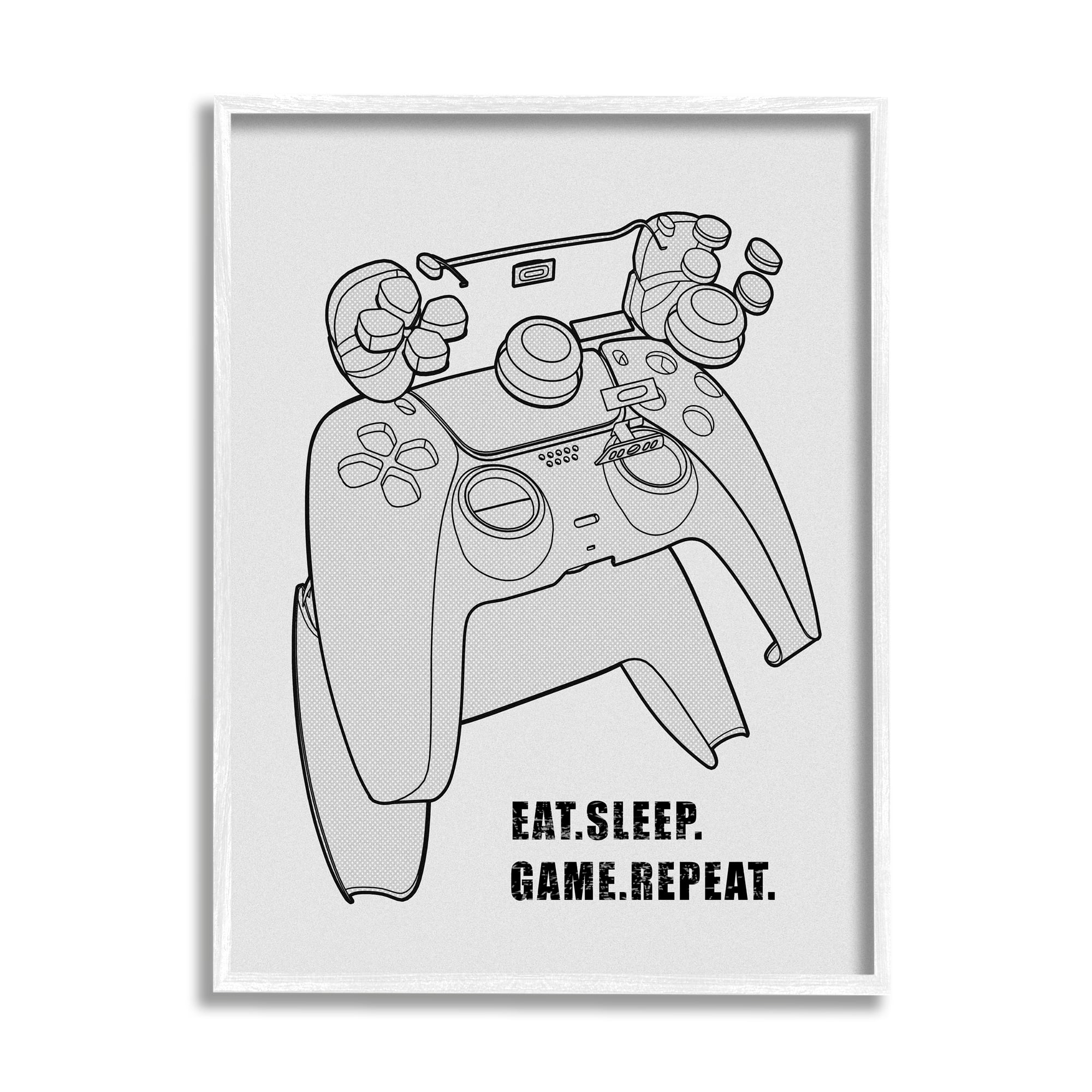 Stupell Industries Monochrome Eat Sleep Game Repeat Saying Diagram Style , 24 x 30, Design by Ziwei Li