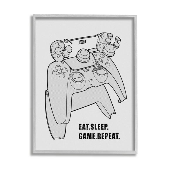 Stupell Industries Monochrome Eat Sleep Game Repeat Saying Diagram Style , 24 x 30, Design by Ziwei Li