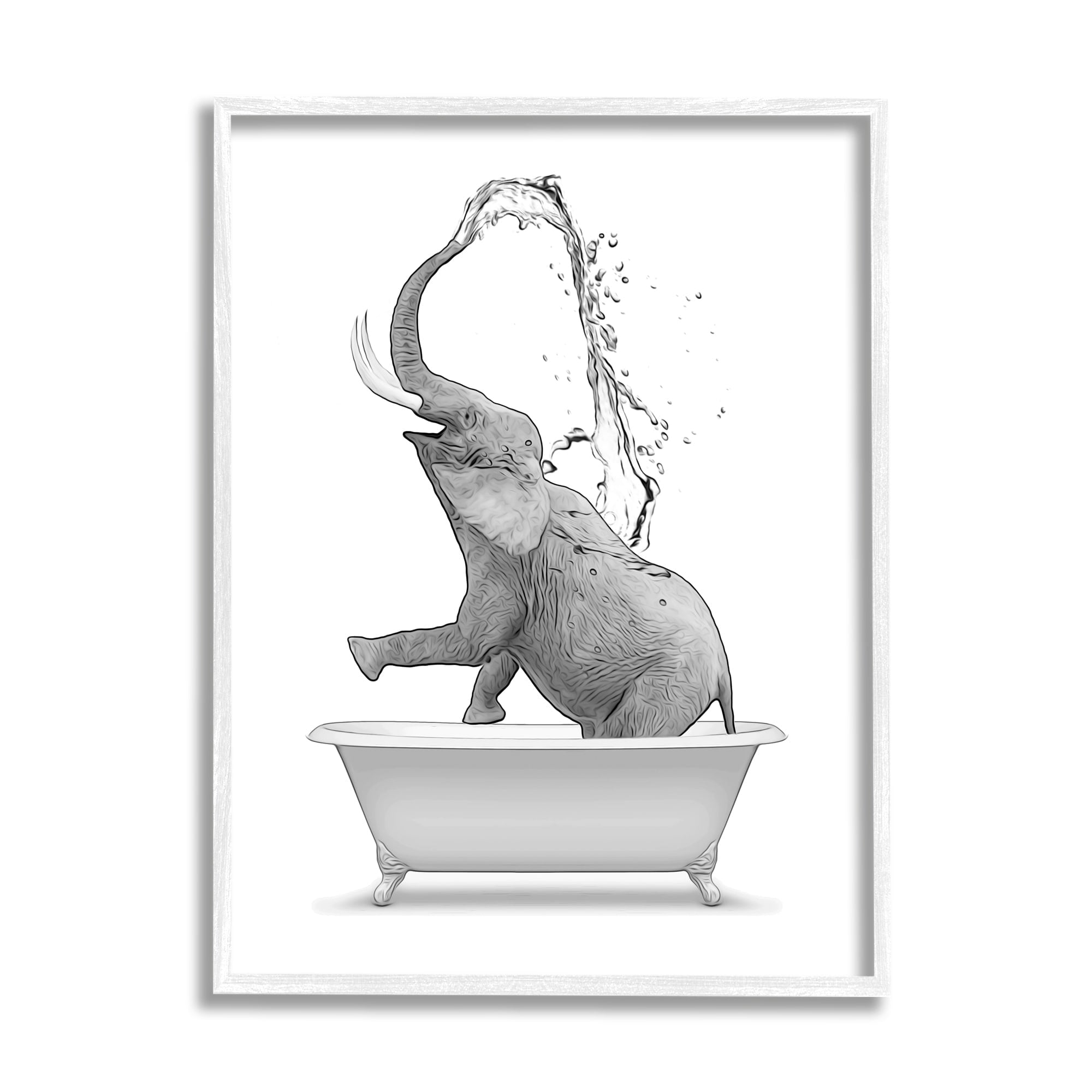 Stupell Industries Monochrome Elephant Bathing Splashing Water Bathtub , 11 x 14, Design by Annalisa Latella