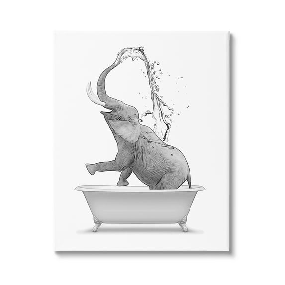 Stupell Industries Monochrome Elephant Bathing Splashing Water Bathtub , 16 x 20, Design by Annalisa Latella