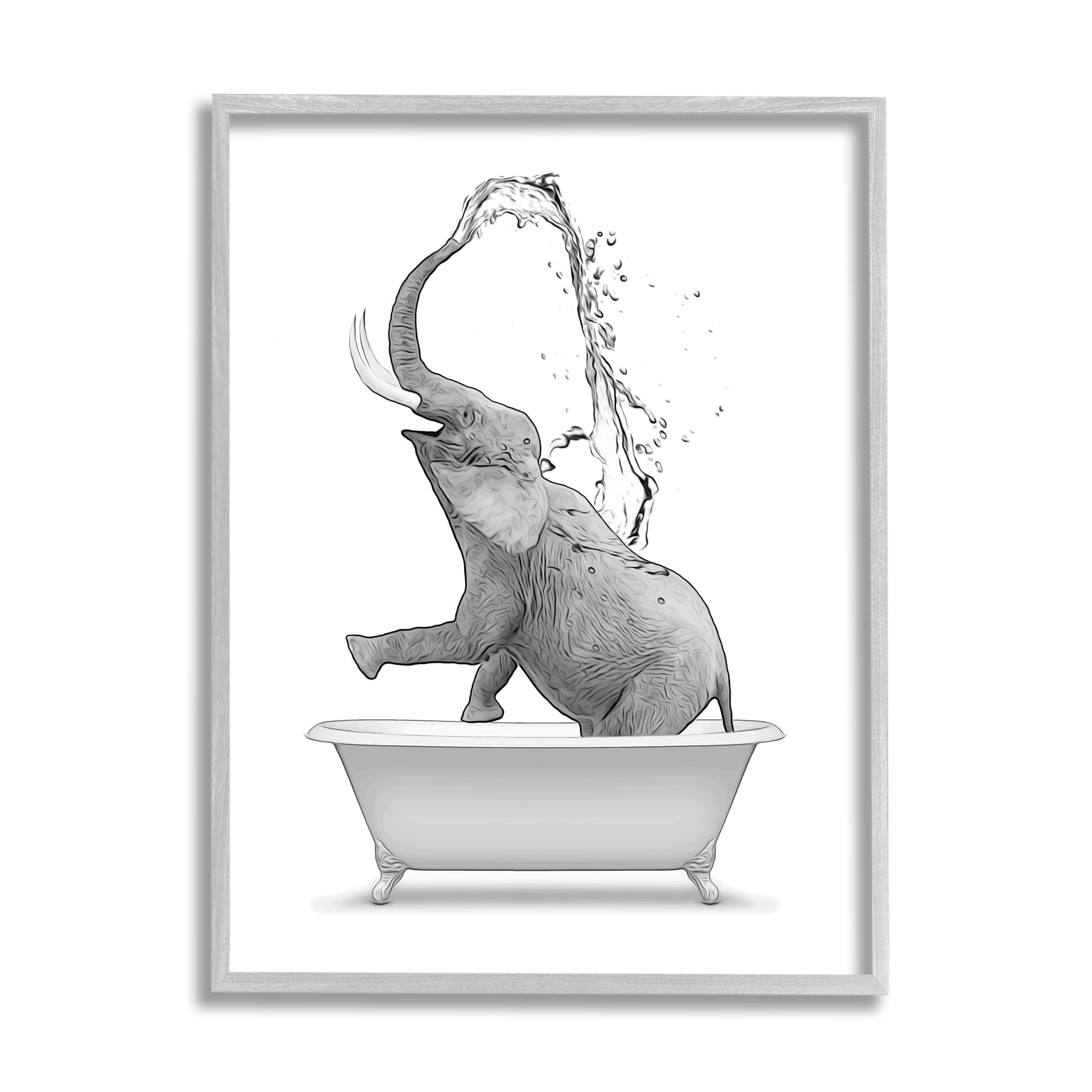 Stupell Industries Monochrome Elephant Bathing Splashing Water Bathtub , 16 x 20, Design by Annalisa Latella