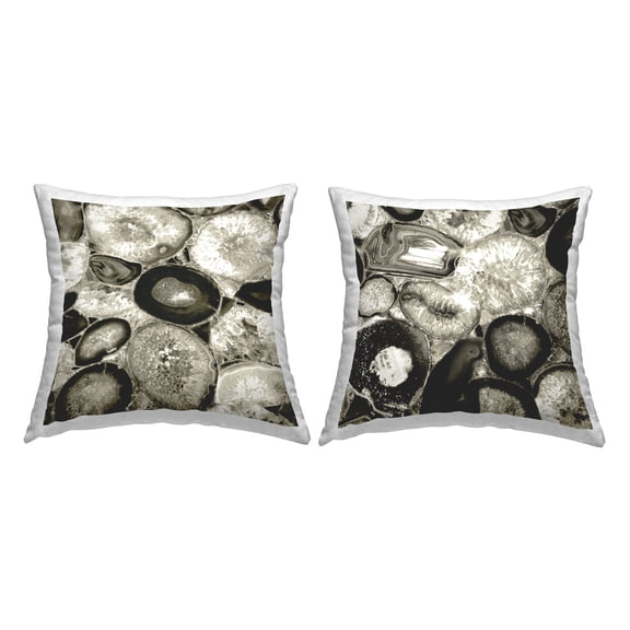 Stupell Industries Monochrome Geodes Agate Gems Printed Throw Pillow Design by Danielle Carson (Set of 2)