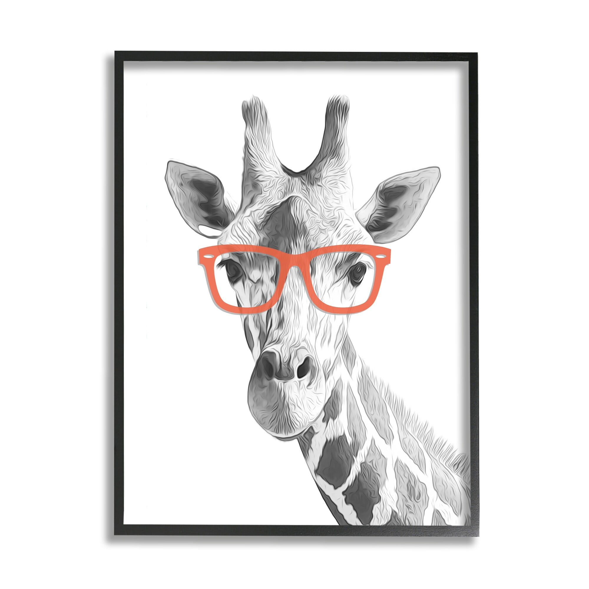 Stupell Industries Monochrome Giraffe Portrait Wearing Red Glasses Design , 16 x 20, Design by Annalisa Latella