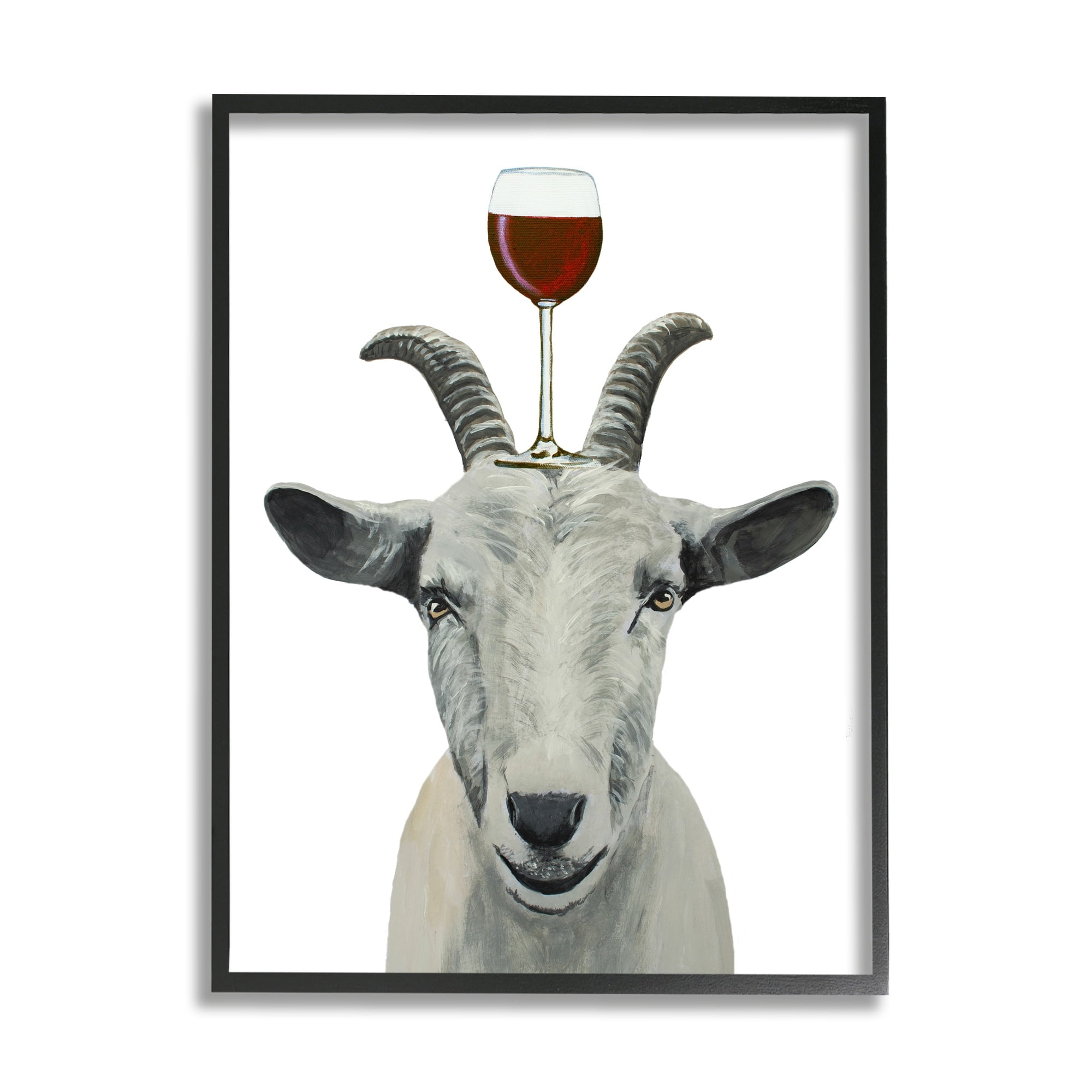 Stupell Industries Monochrome Goat Balancing Wine Glass Portrait , 24 x 30, Design by Coco de Paris
