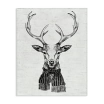 Stupell Industries Monochrome Holiday Deer Animals & Insects Painting Gallery Wrapped Canvas Art Print Wall Art, 16 x 20