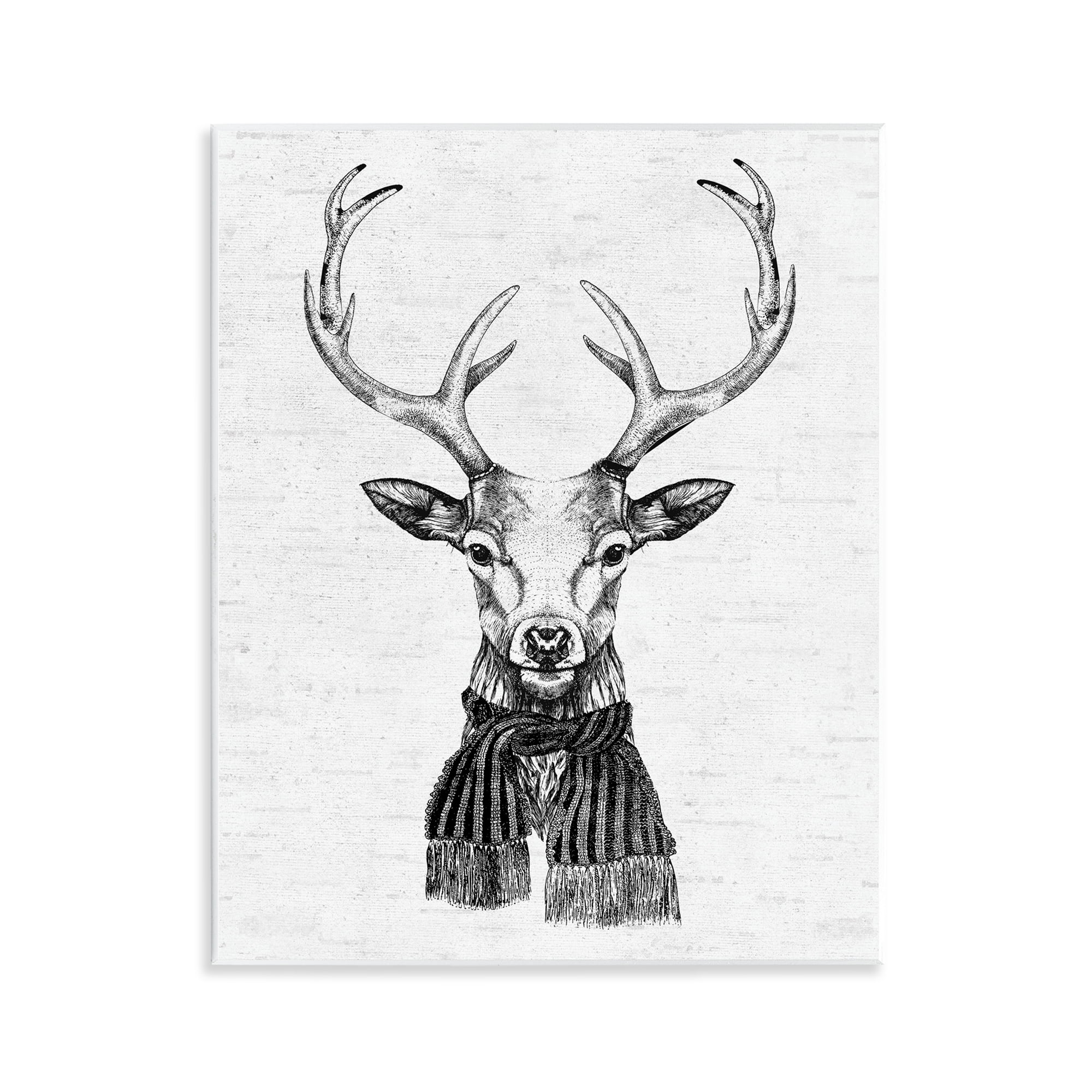 Stupell Industries Monochrome Holiday Deer Animals & Insects Painting Unframed Art Print Wall Art, 11 x 14