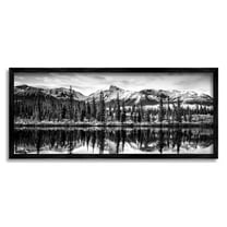 Stupell Industries Monochrome Lake Reflection Landscape Photography Black Framed Art Print Wall Art, 24 x 10