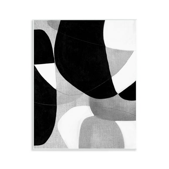 Stupell Industries Monochrome Oblong Shapes Abstract Painting Unframed Art Print Wall Art, 11 x 14