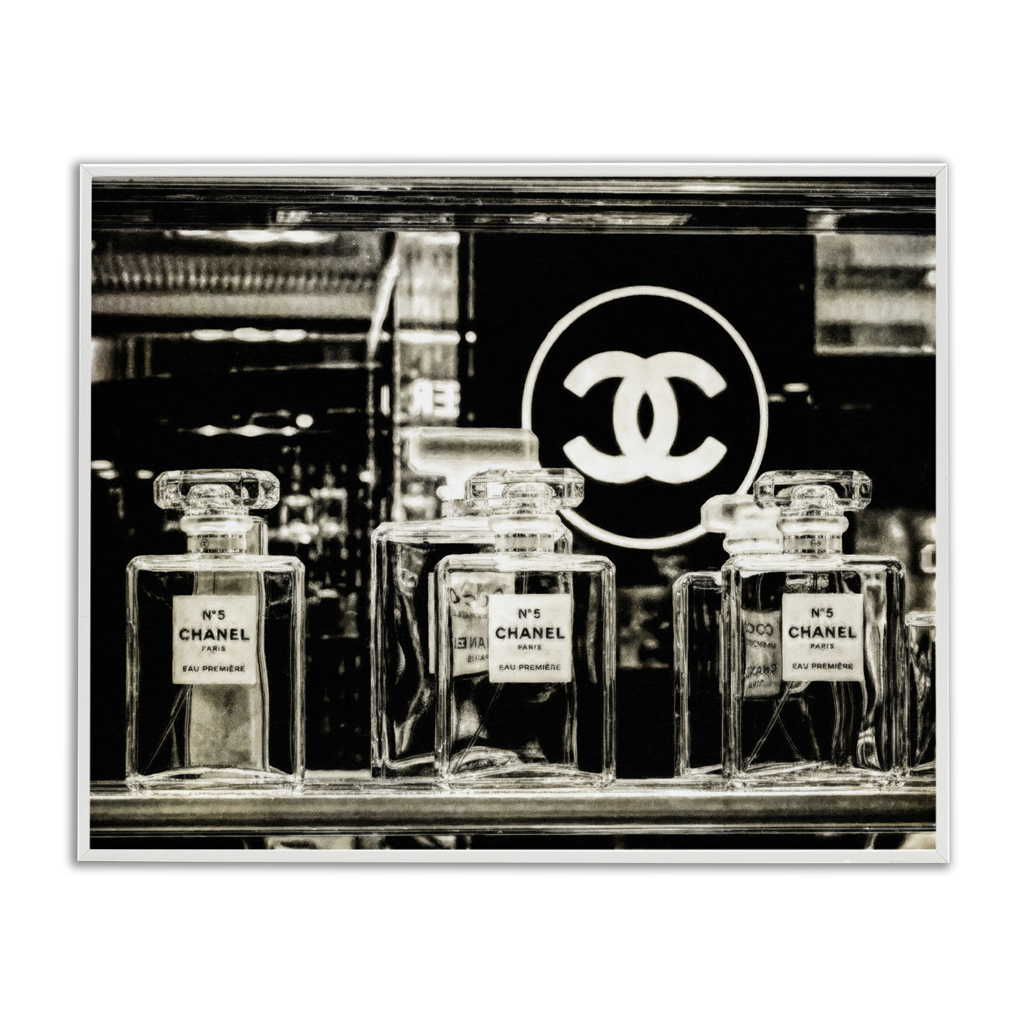 Stupell Industries Monochrome Perfumes Display Fashion Painting White Framed Art Print Wall Art, 14 x 11