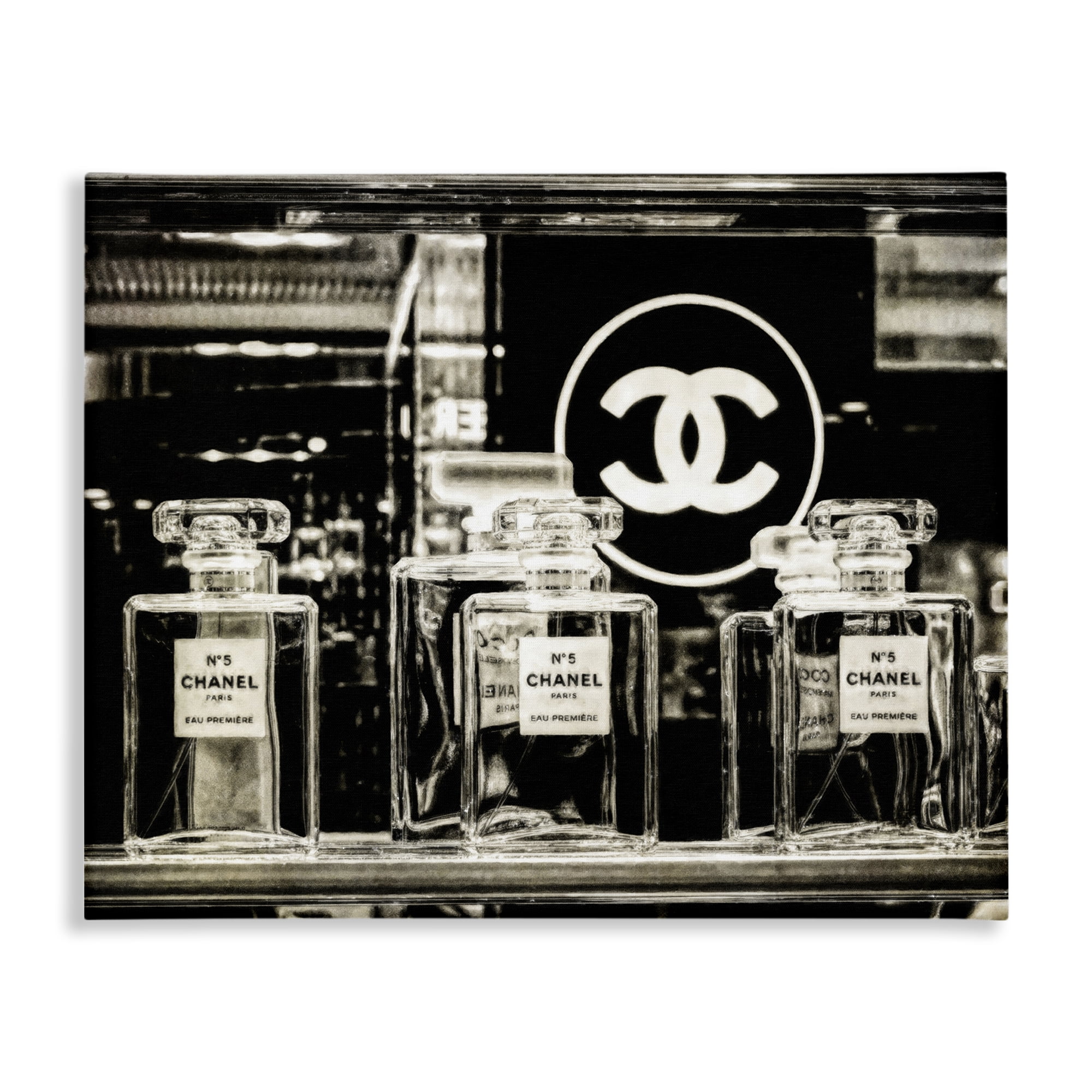 Stupell Industries Monochrome Perfumes Display Fashion Painting Wrapped Canvas Art Print Wall Art, 40 x 30