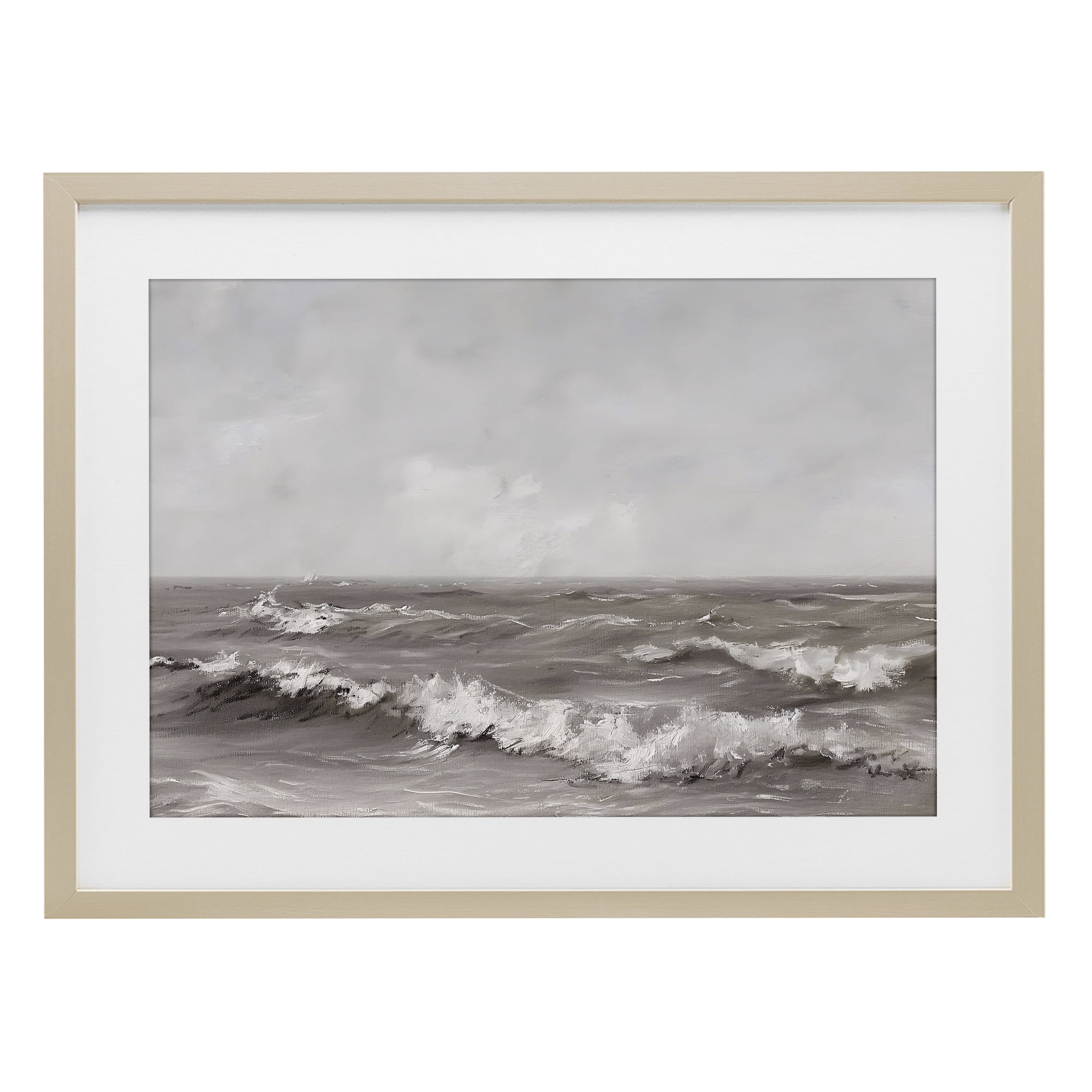 Stupell Industries Monochrome Sea Ripples Birch Framed Print Under Glass, design by Jacky Ngan