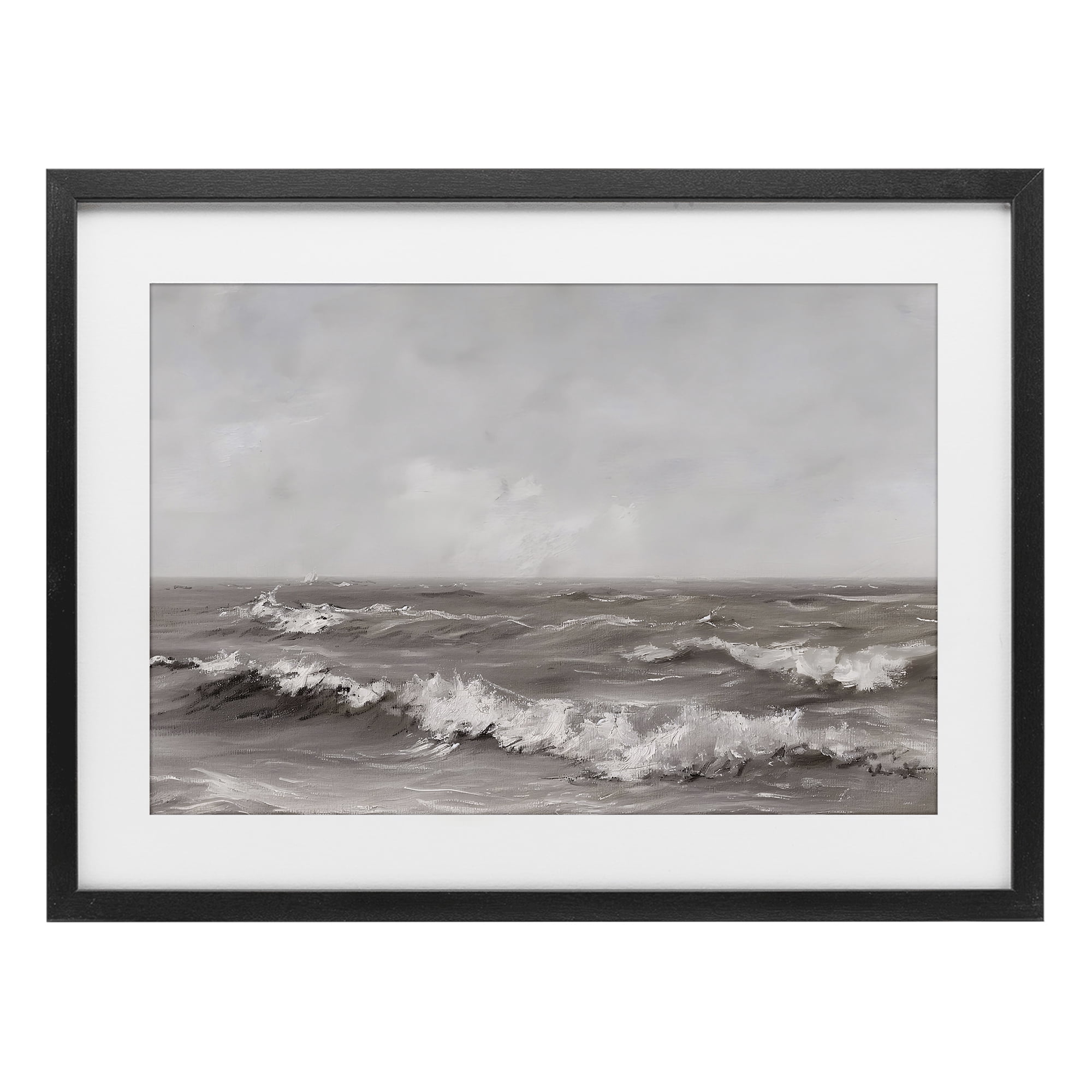 Stupell Industries Monochrome Sea Ripples Black Framed Print Under Glass, design by Jacky Ngan