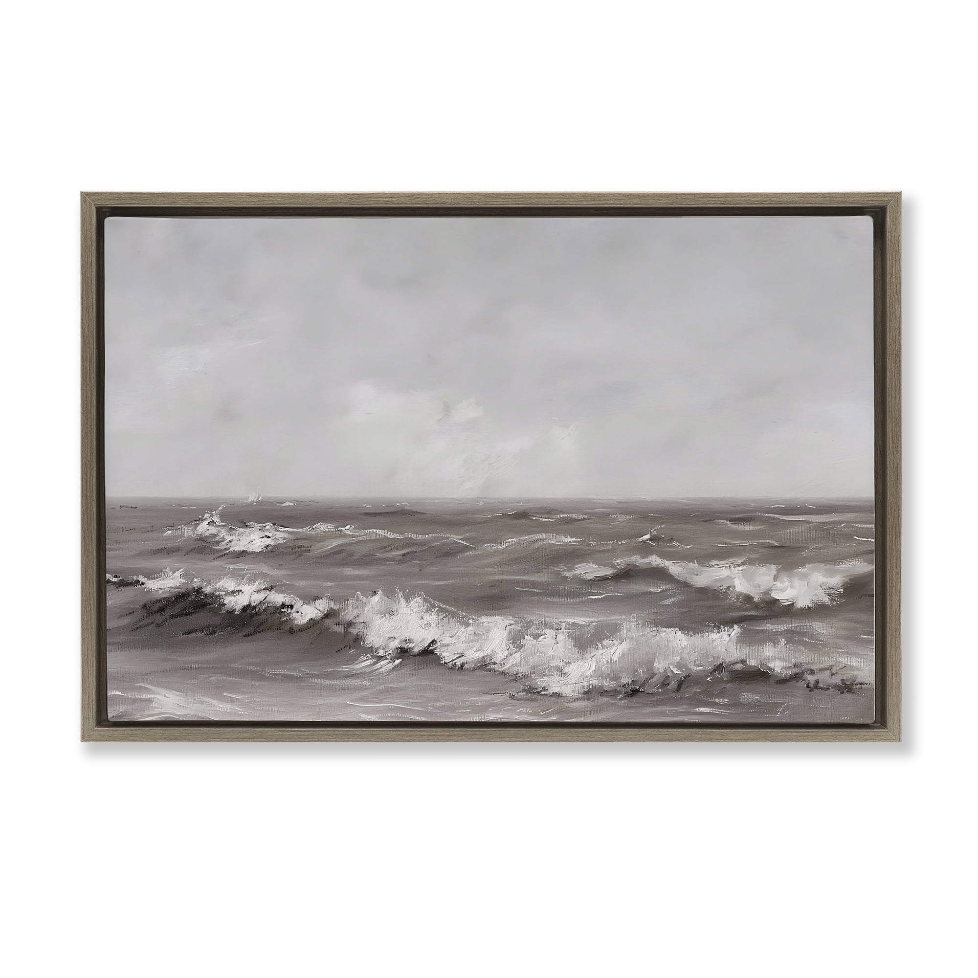 Stupell Industries Monochrome Sea Ripples Brown Framed Floater Canvas Wall Art, design by Jacky Ngan