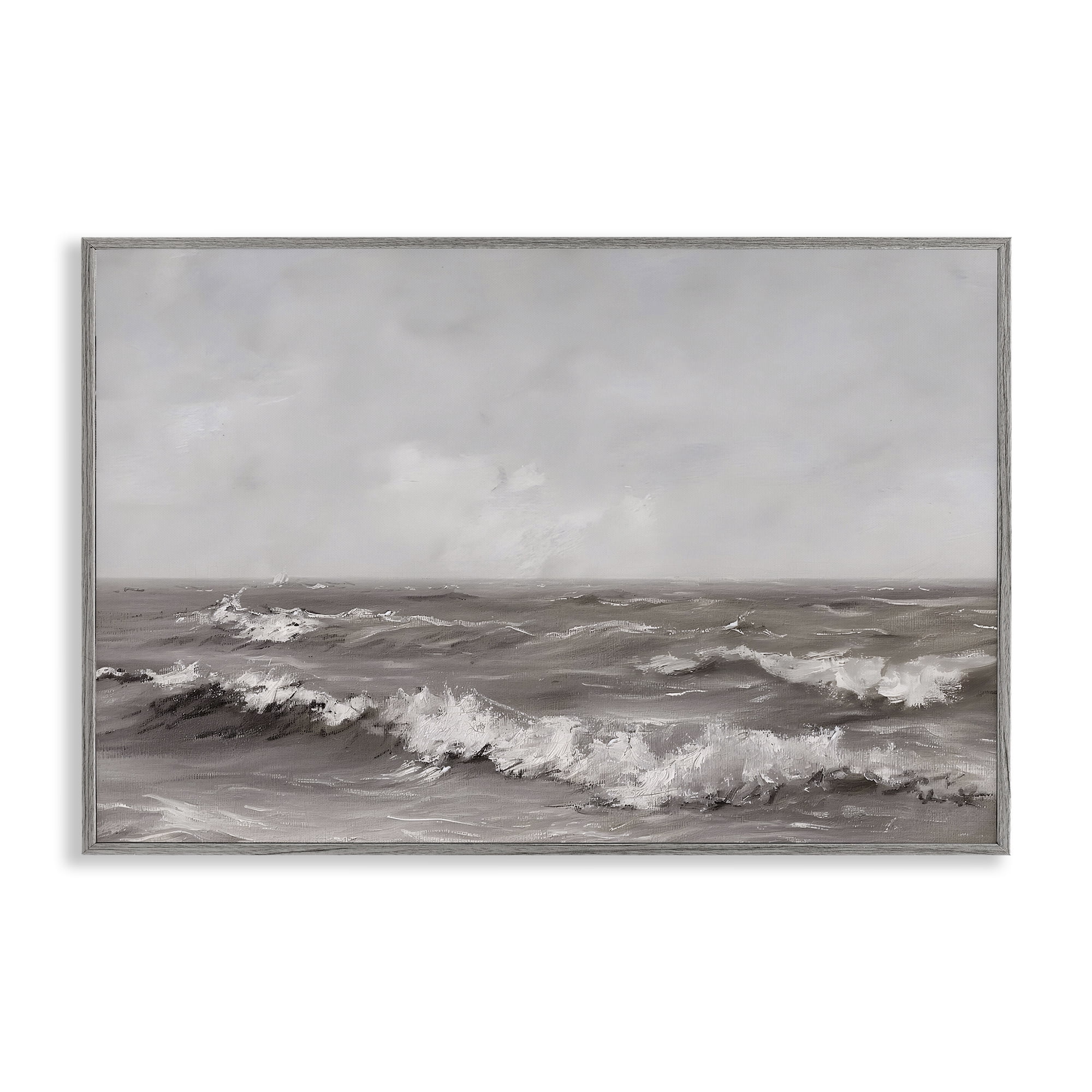 Stupell Industries Monochrome Sea Ripples Gray Framed Giclee Art, design by Jacky Ngan