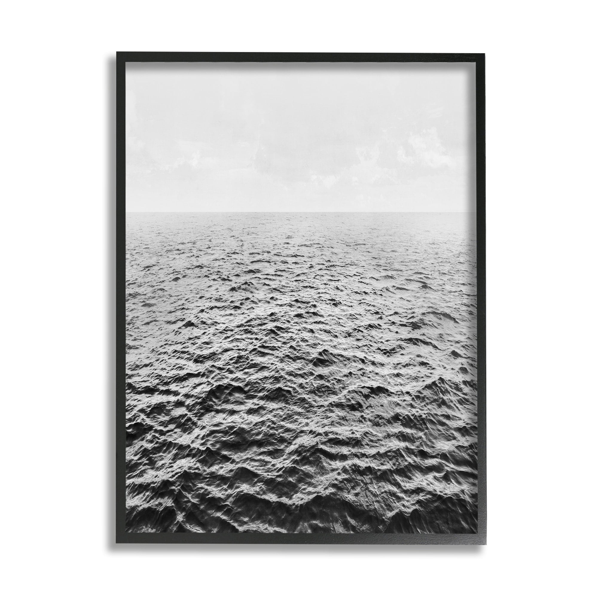 Stupell Industries Monochrome Stormy Sea Rough Water Foggy Ocean Photography Black Framed Art Print Wall Art, 11x14, by Mike Calascibetta