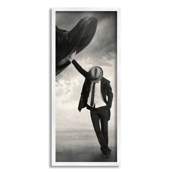 Stupell Industries Monochrome Suit Tie Photography Cloudy Sky Hand Shoe Framed Wall Art, 13 x 30, Design by Tommy Ingberg