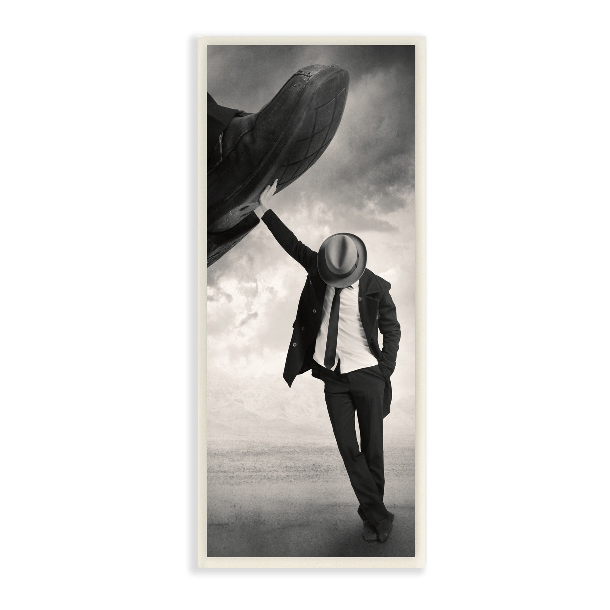 Stupell Industries Monochrome Suit Tie Photography Cloudy Sky Hand Shoe Wood Wall Art, 7 x 17, Design by Tommy Ingberg