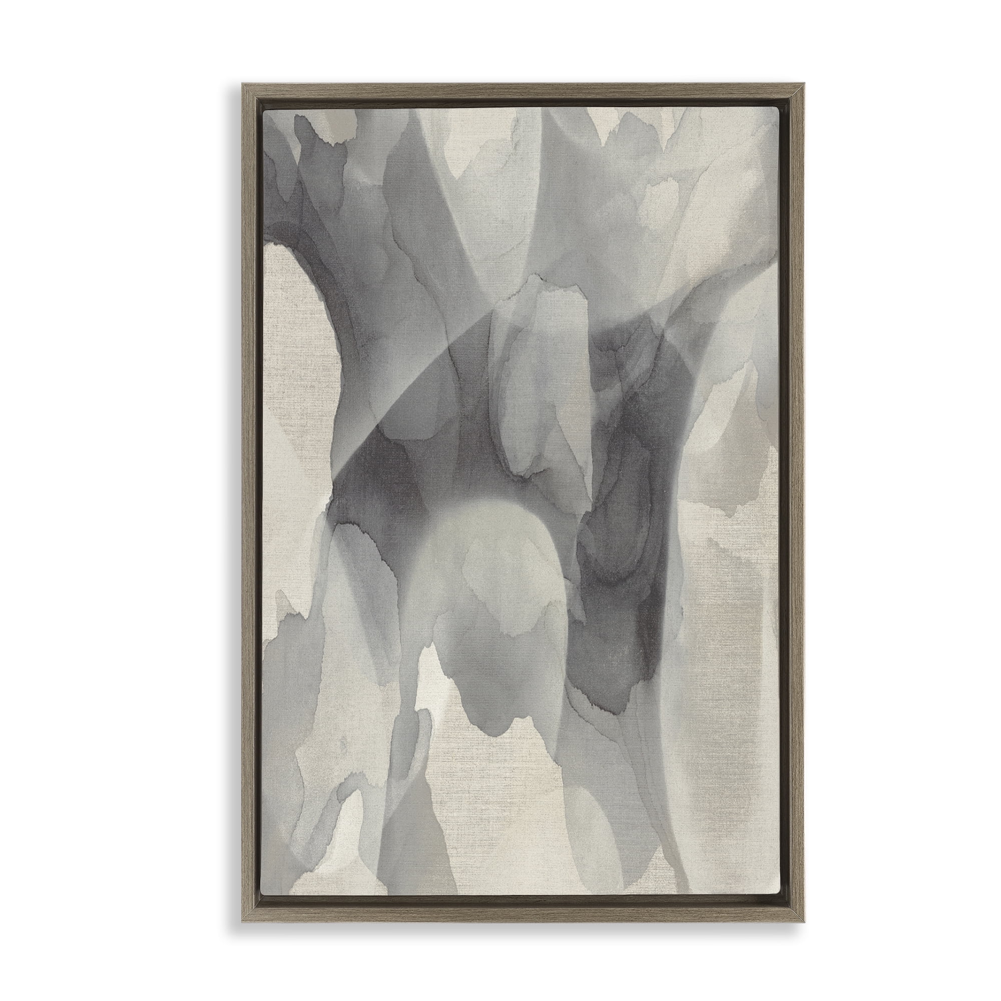 Stupell Industries Monochrome Watery Drips Brown Framed Floater Canvas Wall Art, design by Kippi Leonard