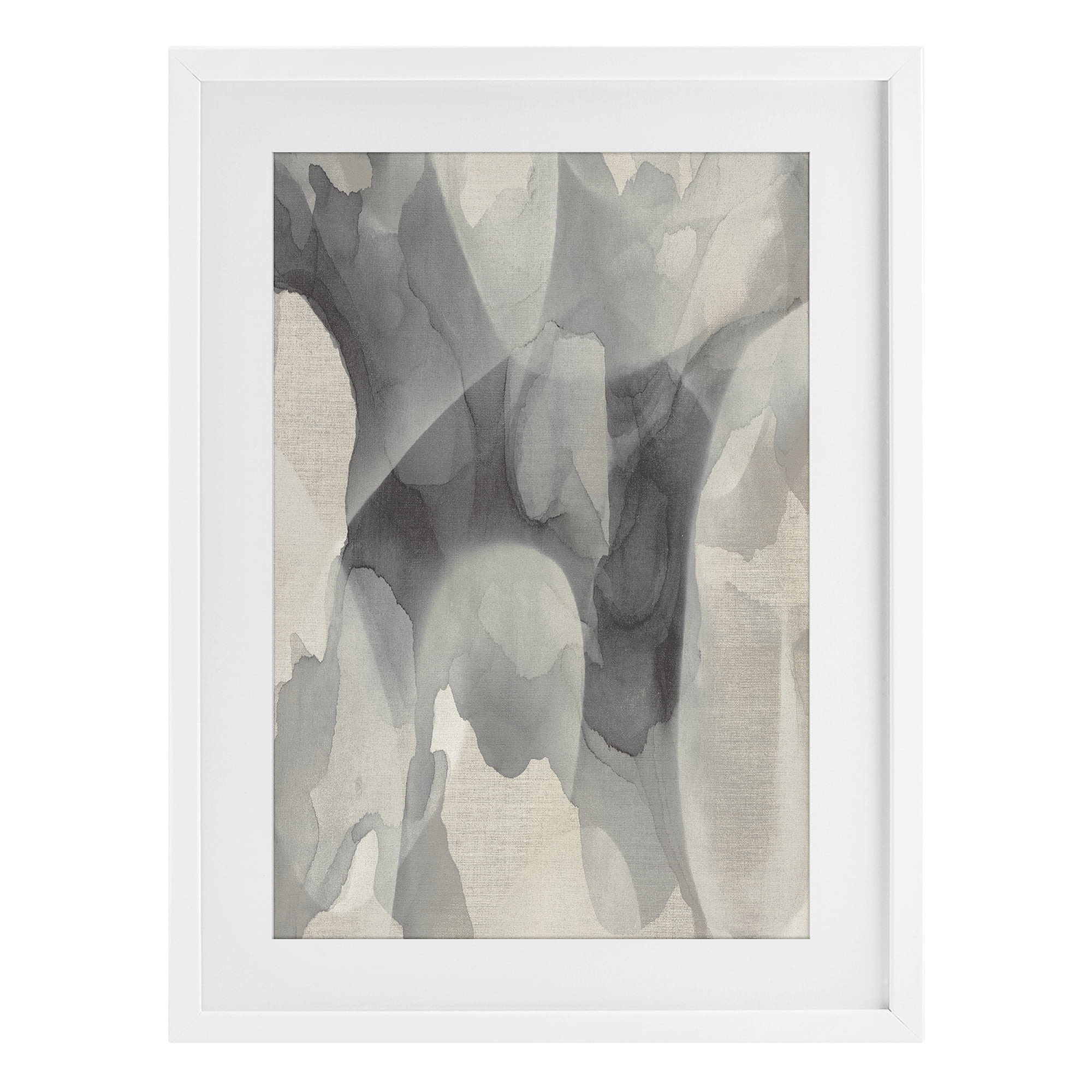 Stupell Industries Monochrome Watery Drips White Framed Print Under Glass, design by Kippi Leonard