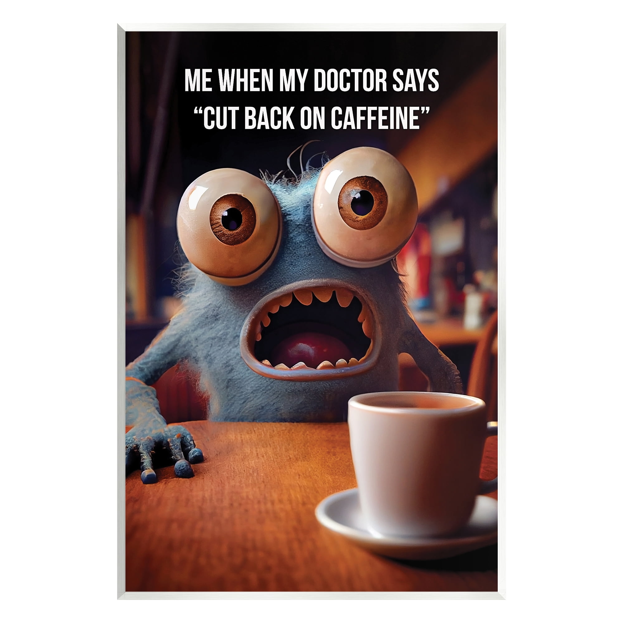 Stupell Industries Monster & Coffee Phrase Food & Beverage Painting Unframed Art Print Wall Art, 13 x 19