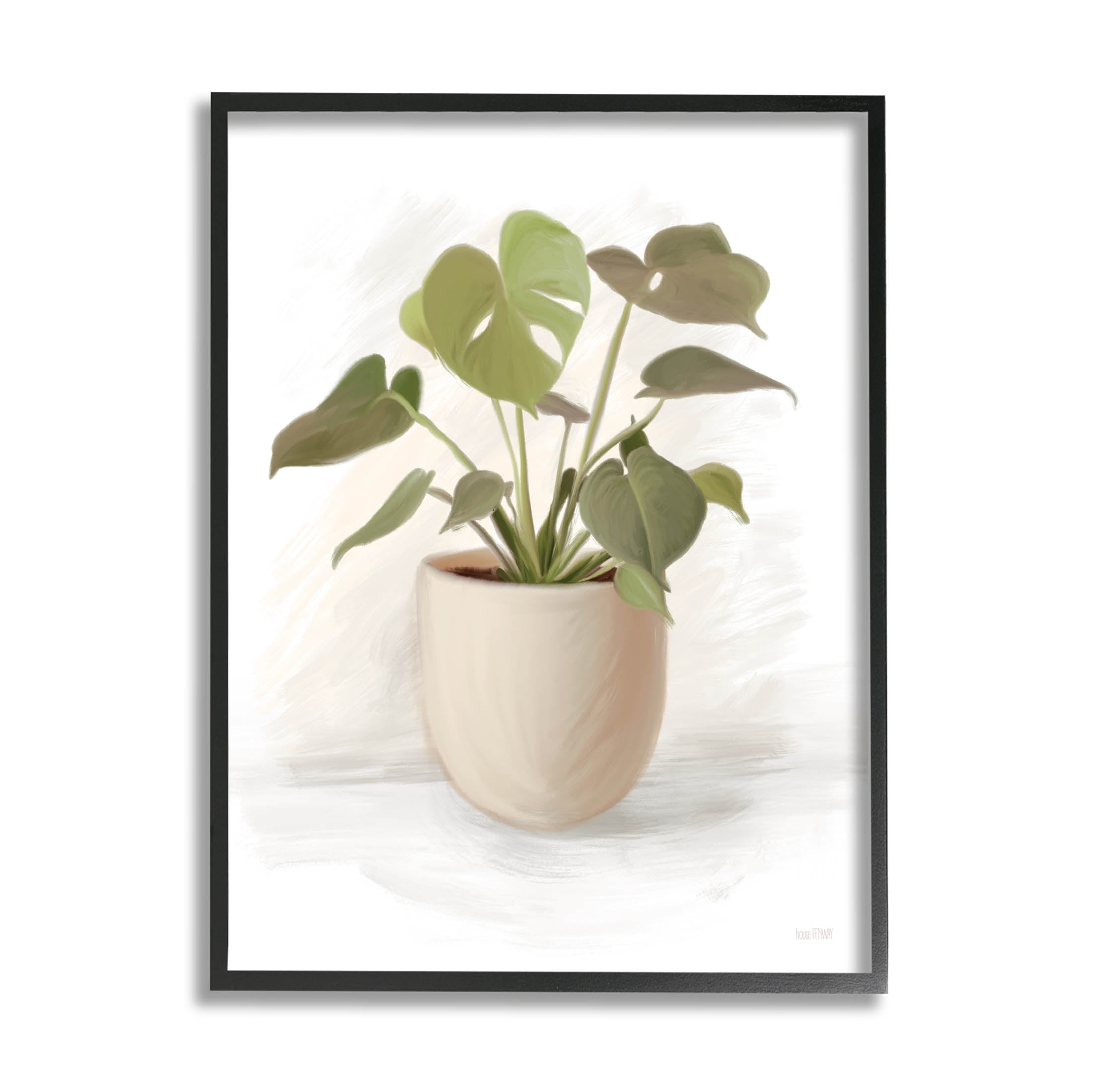 Stupell Industries Monstera House Plant Potted Vase Graphic Art Black Framed Art Print Wall Art, Design by House Fenway