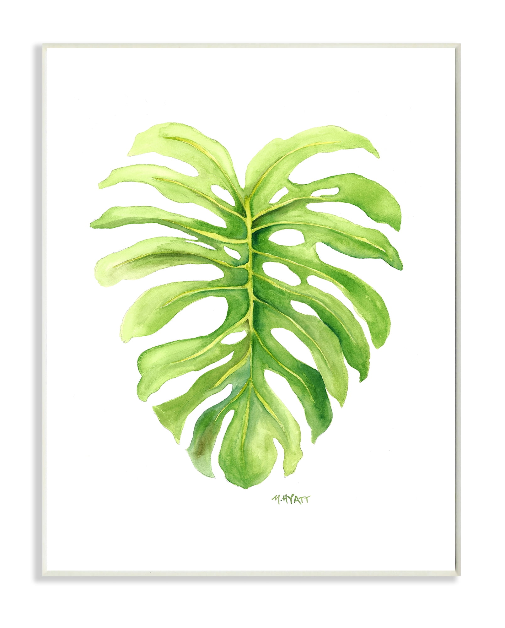 Stupell Industries Monstera Leaf Tropical Plant Over White Wall Plaque, 13 x 19, Design by Melissa Hyatt LLC