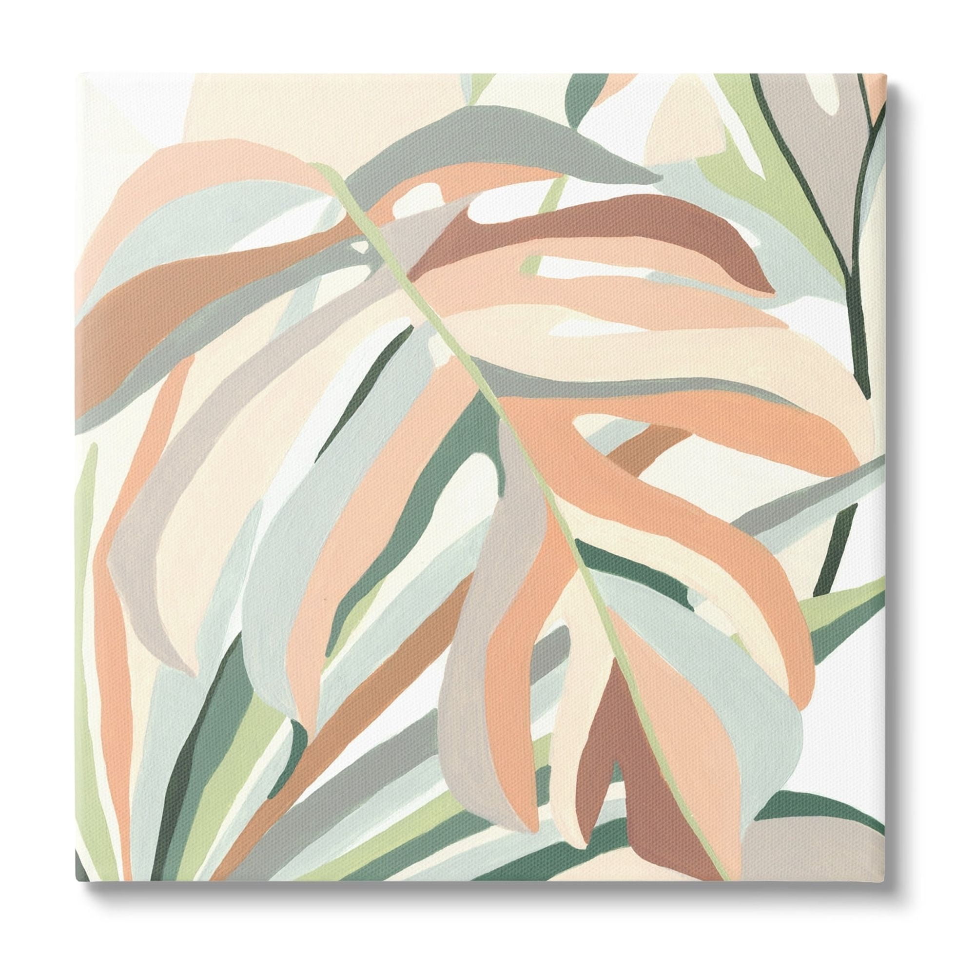 Stupell Industries Monstera Plant Leaf Soft Hues Botanical & Floral Painting Gallery Wrapped Canvas Print Wall Art