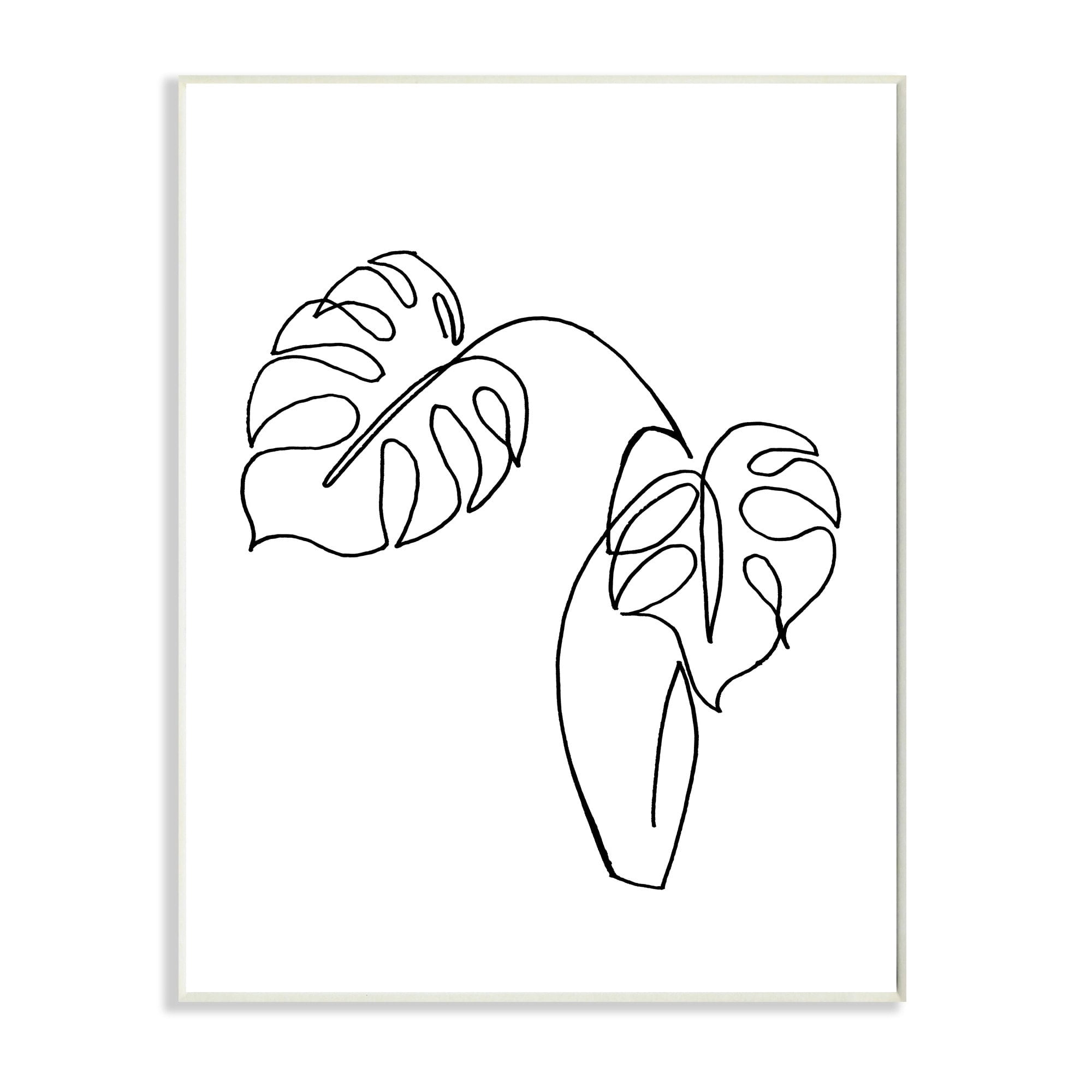 Stupell Industries Monstera Plants in Vase Single Line Drawing,10 x 15,Designed by Patricia Pinto