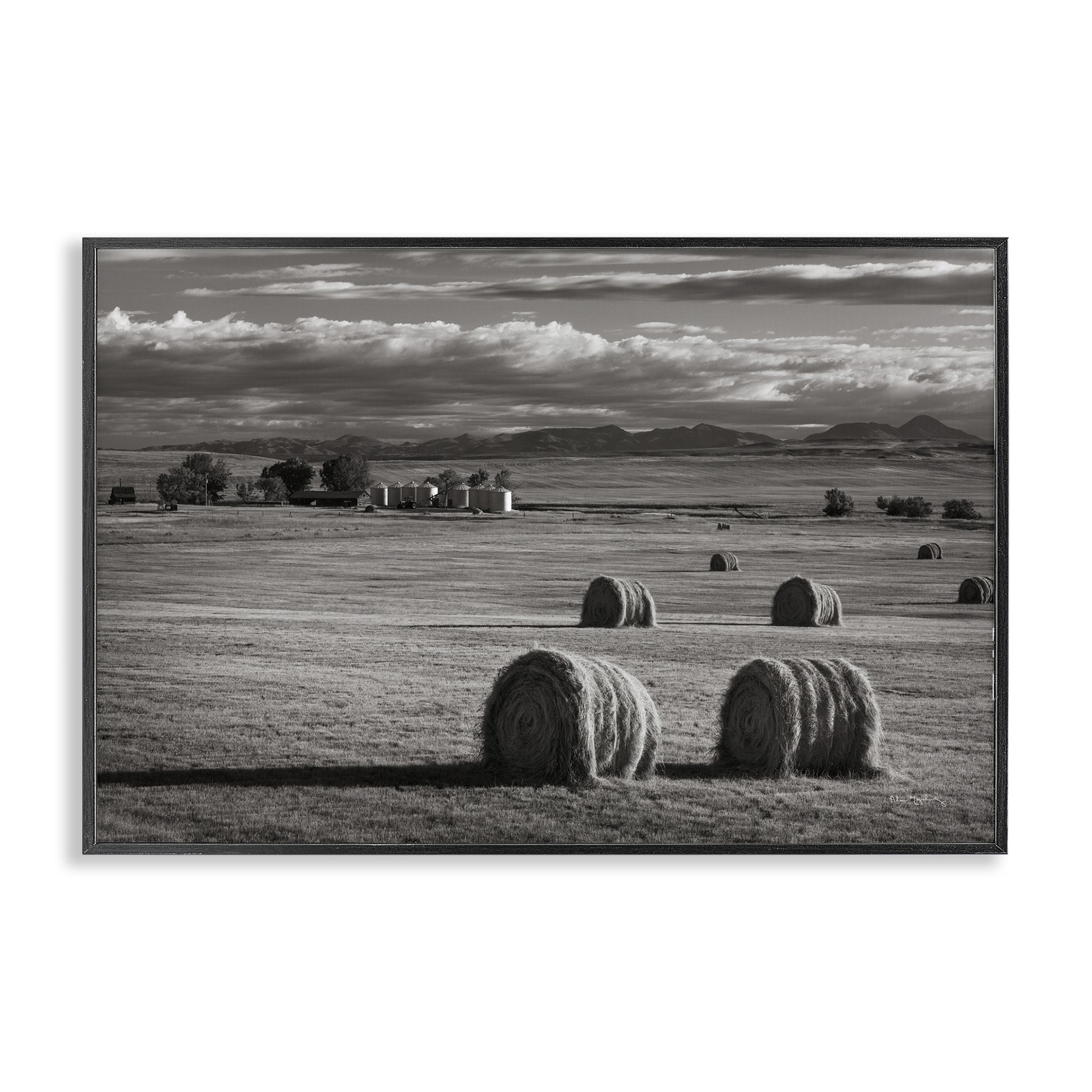 Stupell Industries Montana Hay Bales Landscape & Nature Photography Black Framed Art Print Wall Art, 30 x 20