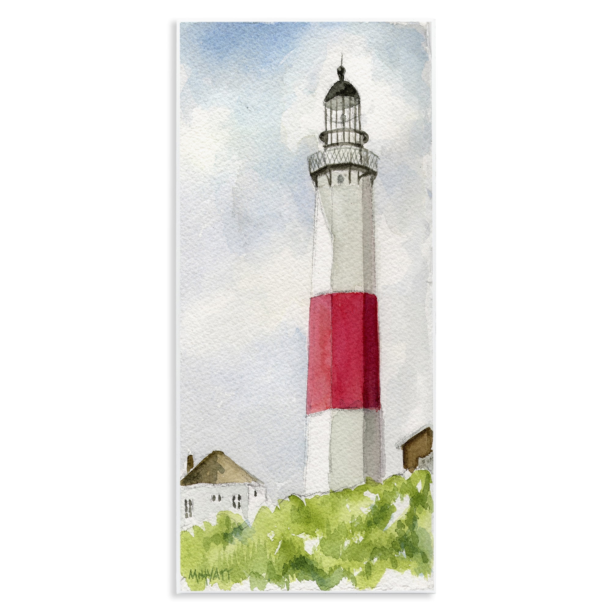 Stupell Industries Montauk Lighthouse View Nautical & Beach Painting Unframed Art Print Wall Art, 7 x 17
