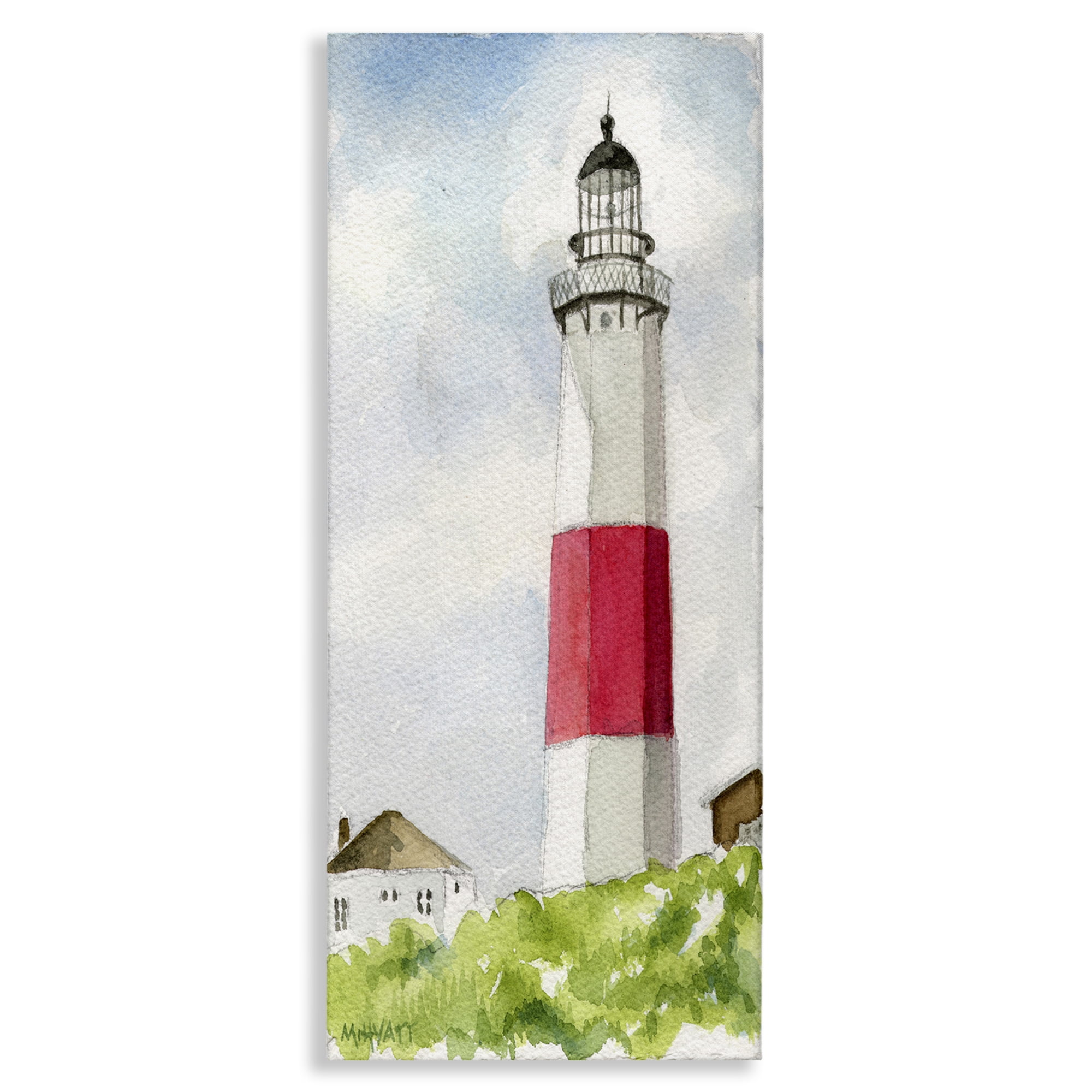 Stupell Industries Montauk Lighthouse View Nautical & Beach Painting Wrapped Canvas Art Print Wall Art, 17 x 40