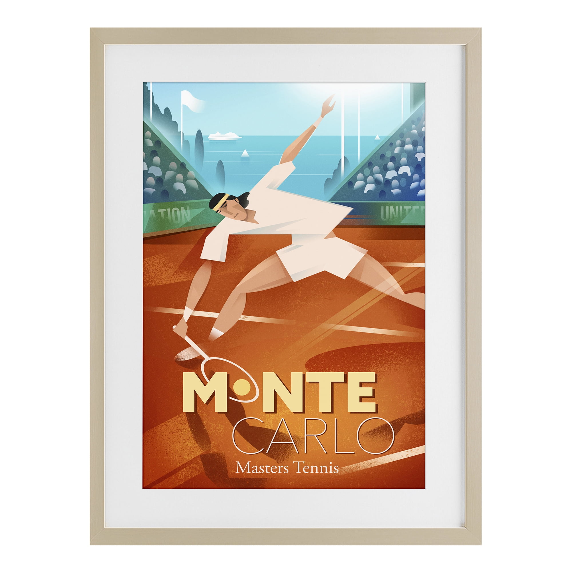Stupell Industries Monte Carlo Masters Tennis Birch Framed Print Under Glass, design by Martin Wickstrom